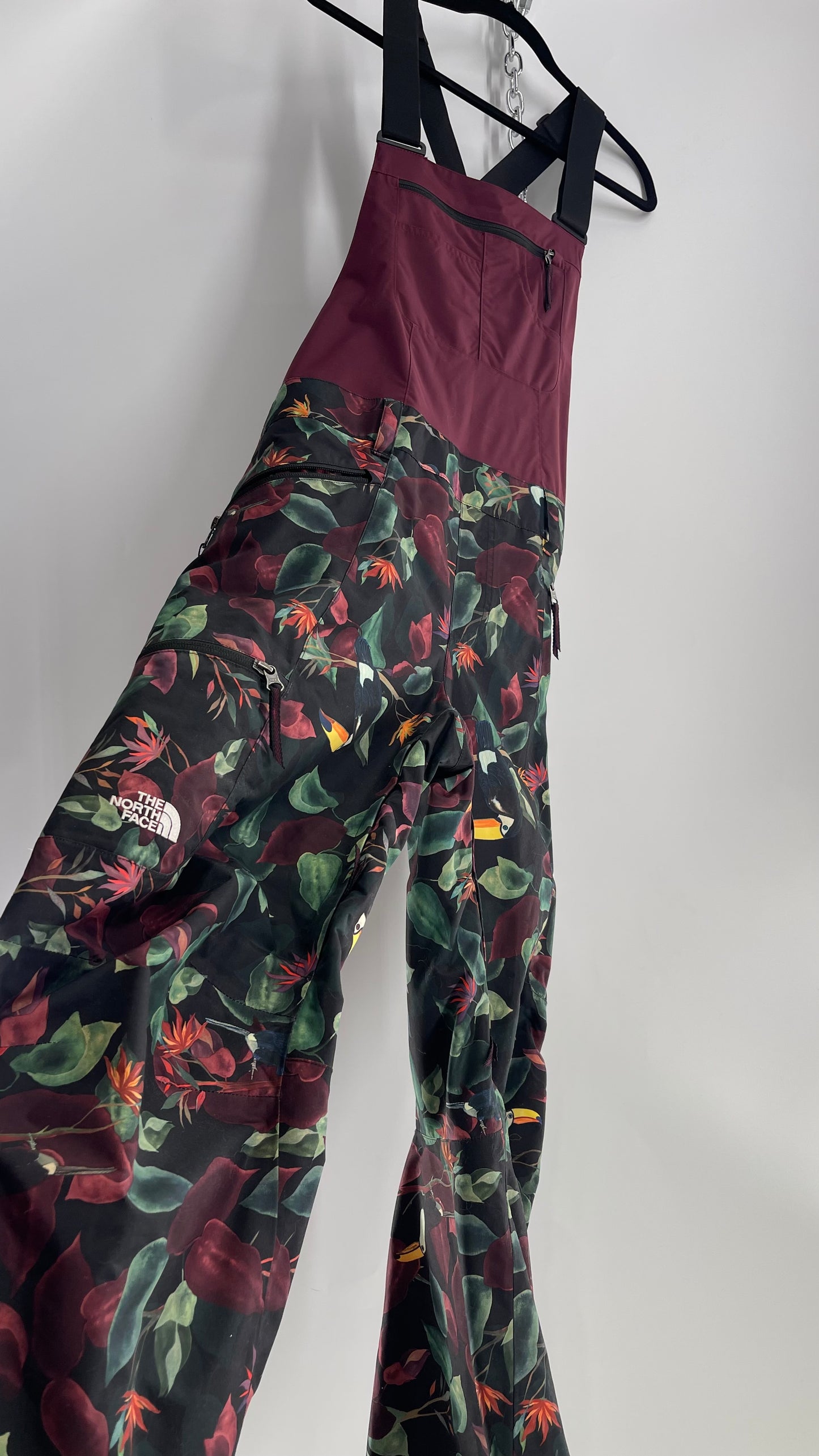 The North Face Tropical Patterned Burgundy Snowboard/Ski/Snowsuit (XL)