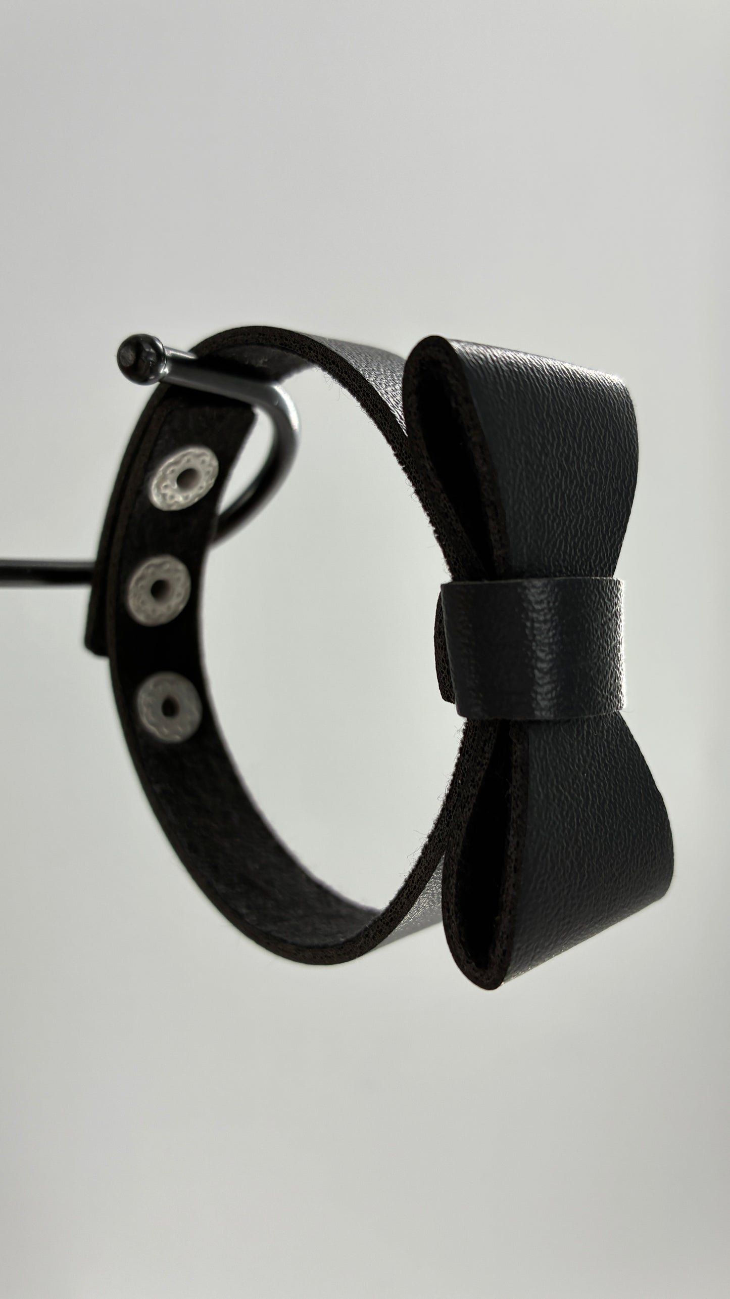 Black Vegan Leather Bow Bracelet