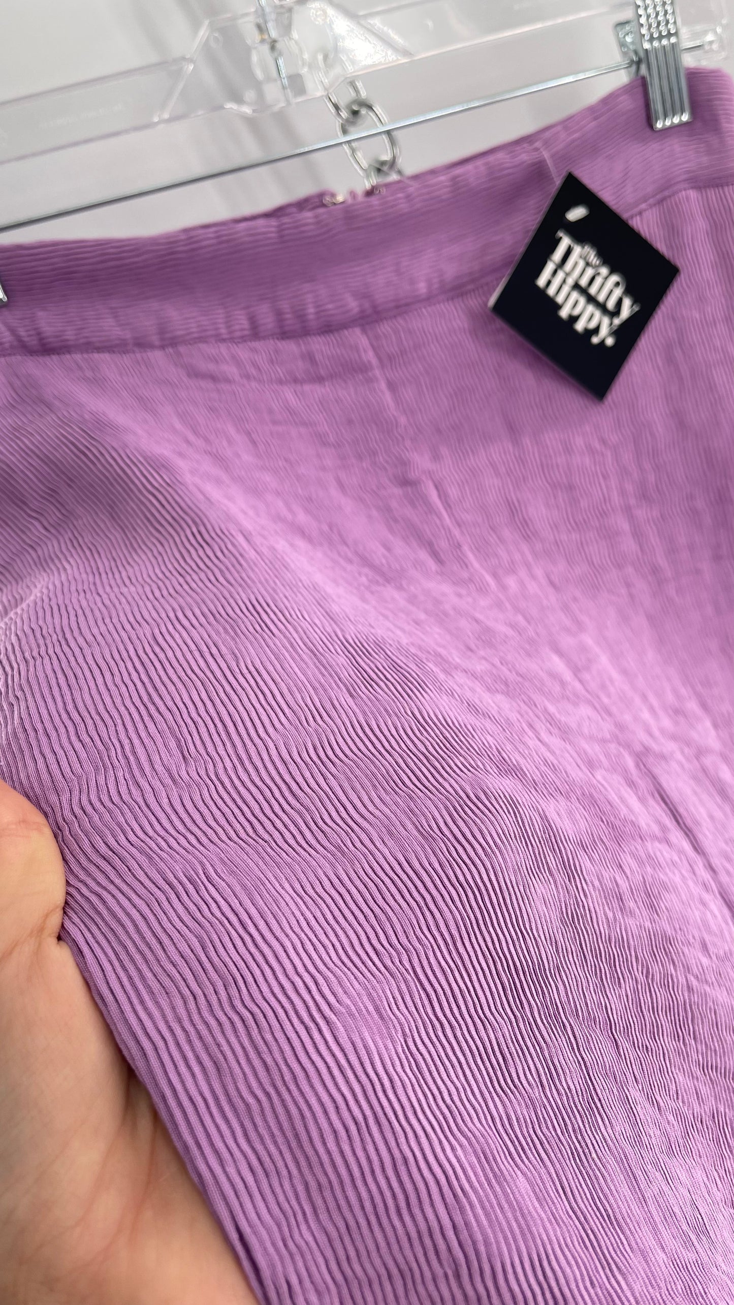 Endless Rose Anthropologie Lavender Crimped/Textured Midi Skirt (Medium)