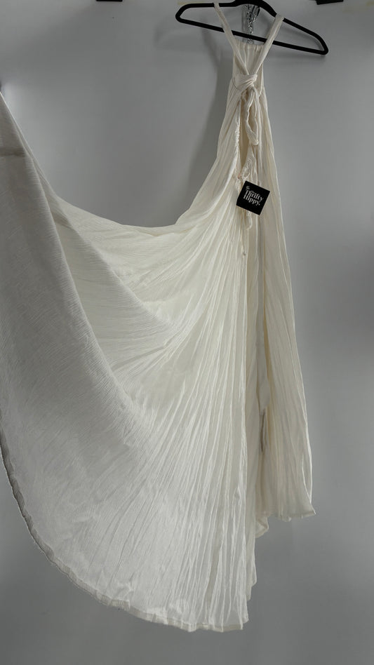 Free People White Voluminous Maxi Gown with Low Open Back (XS)
