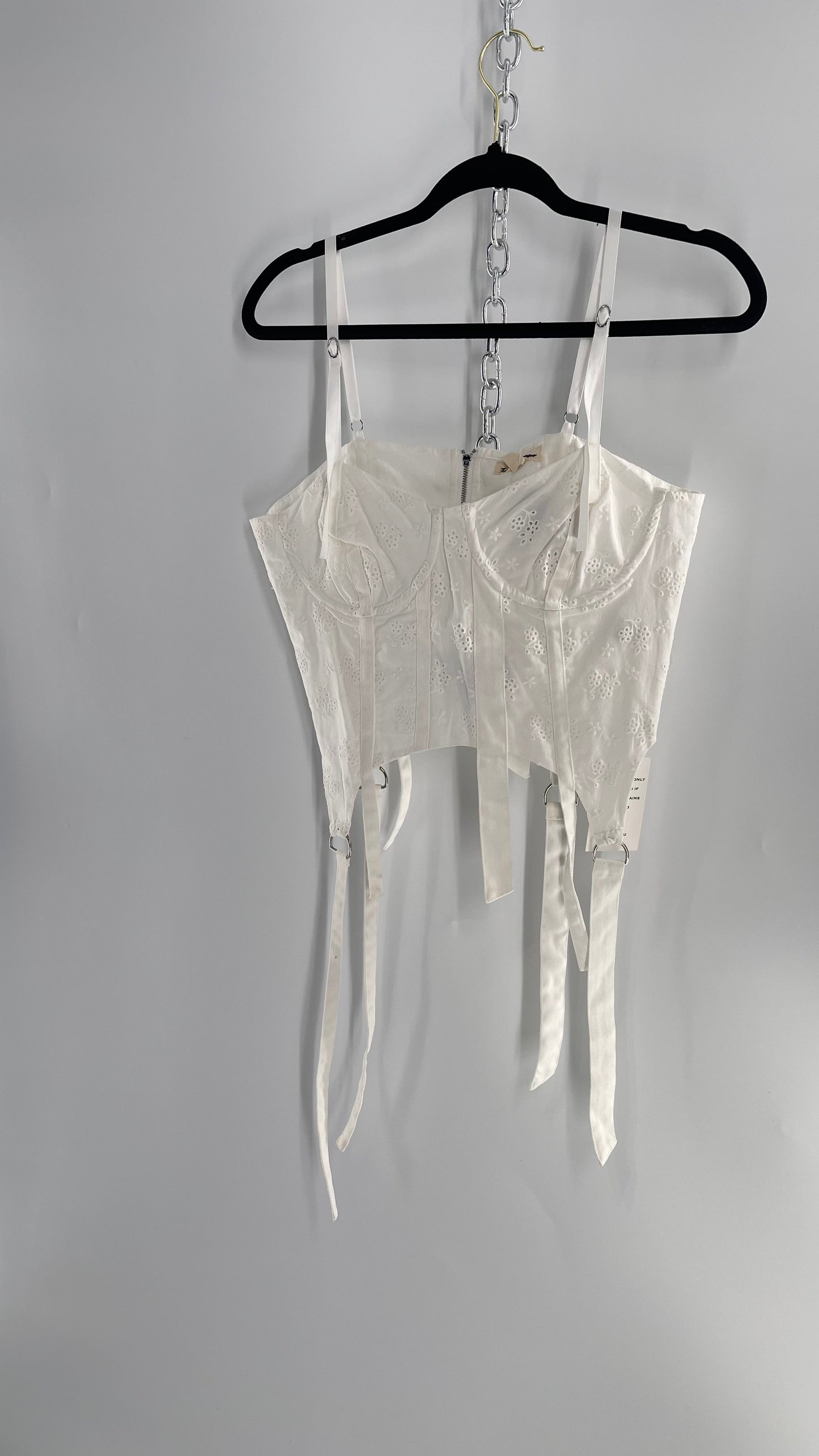 For Love and Lemons White Eyelet Lace Corset with Tags Attached (Large)