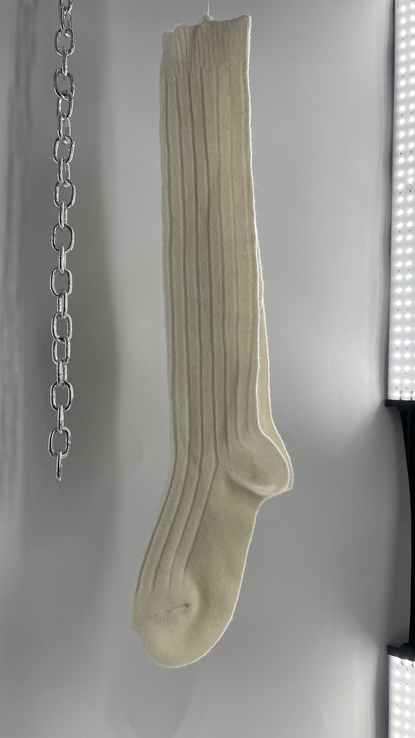 Free People Off White Ribbed Knee/Thigh High Socks