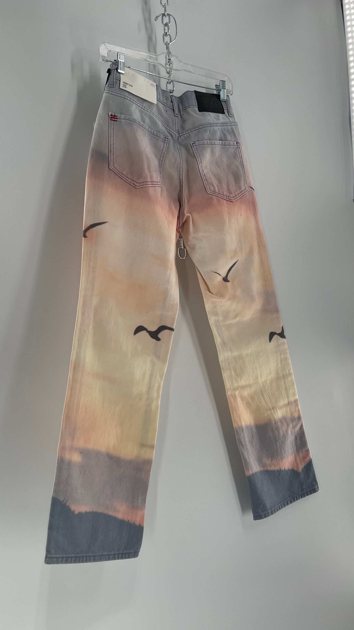BDG Urban Outfitters Lilac Pink Horizon Line, Skyline Graphic Jeans (26)