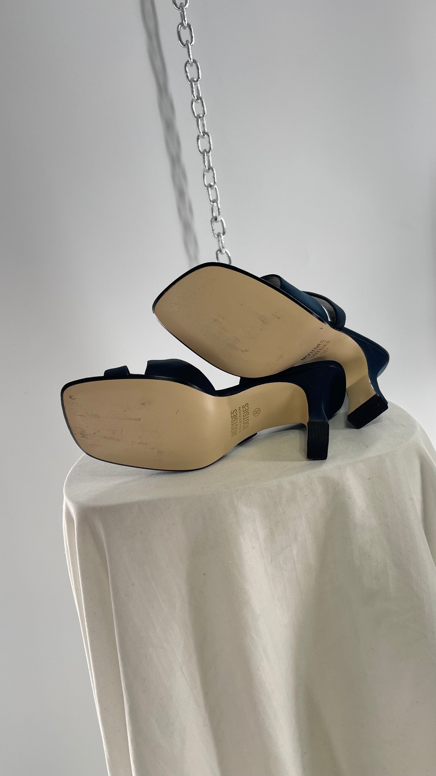 Vintage 1990s Mootsies Tootsies Strappy Satin Square Toe Kitten Heel (8)