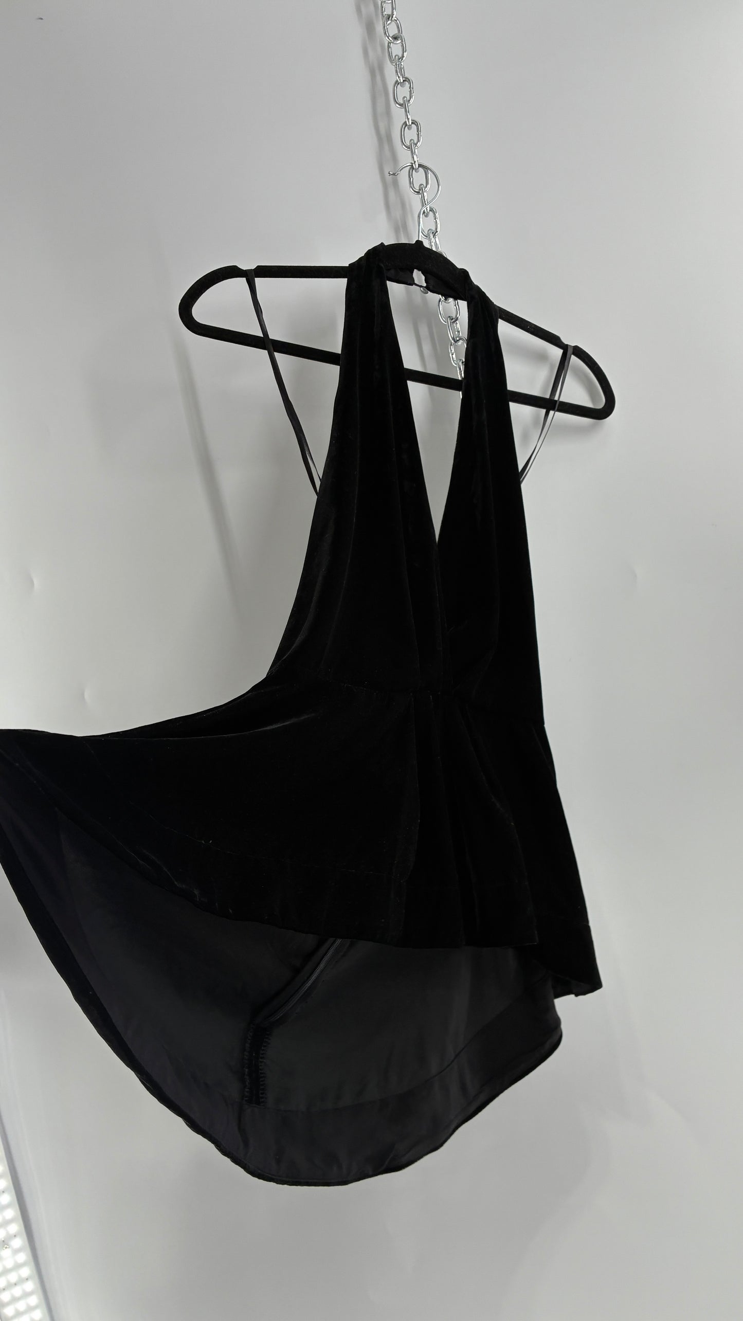 Free People Black Velvet Backless Halter (Small)