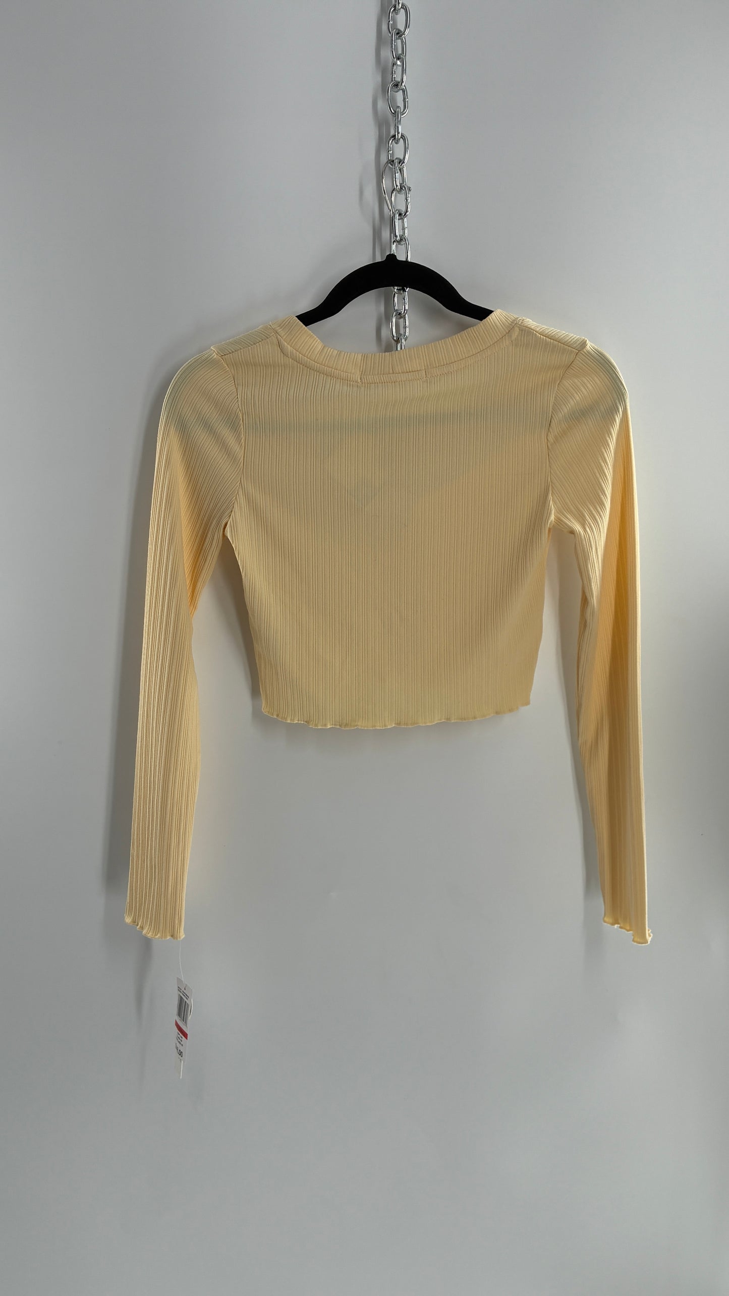 WALLFLOWER Baby Yellow Ribbed Cardigan with Tags Attached (XS)