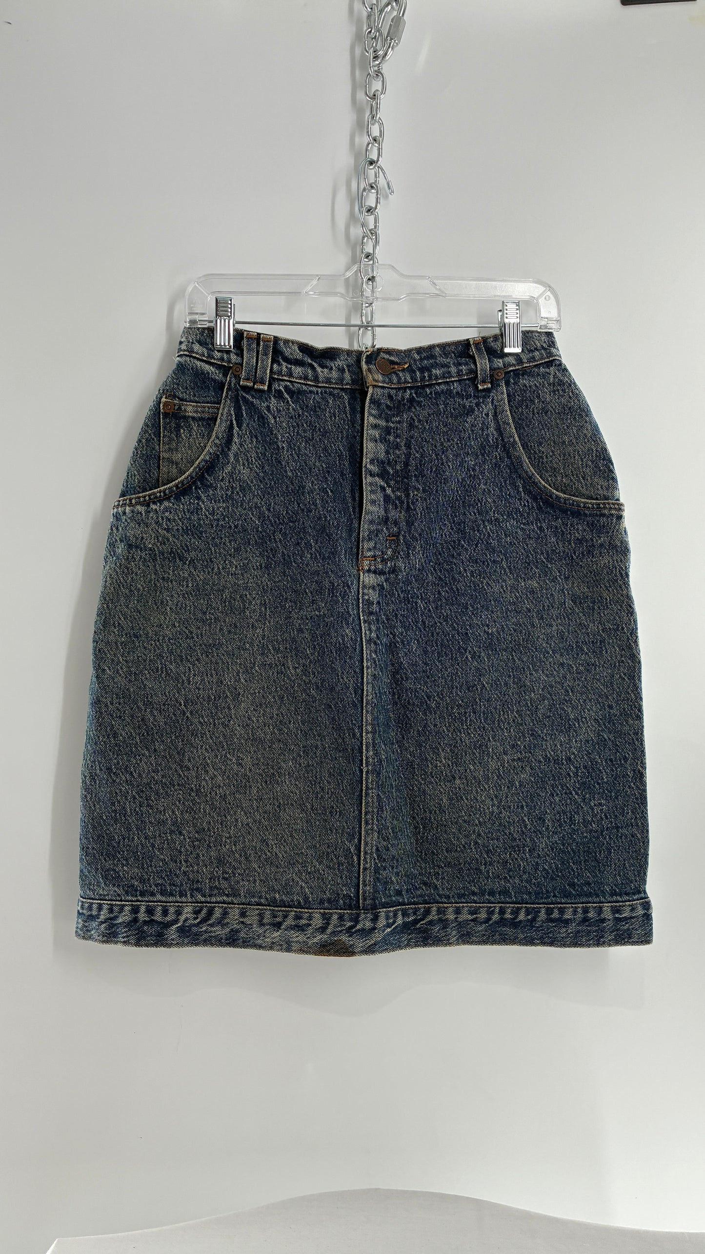 Vintage Lee Acid Washed Denim Medium Wash Skirt (Measured)