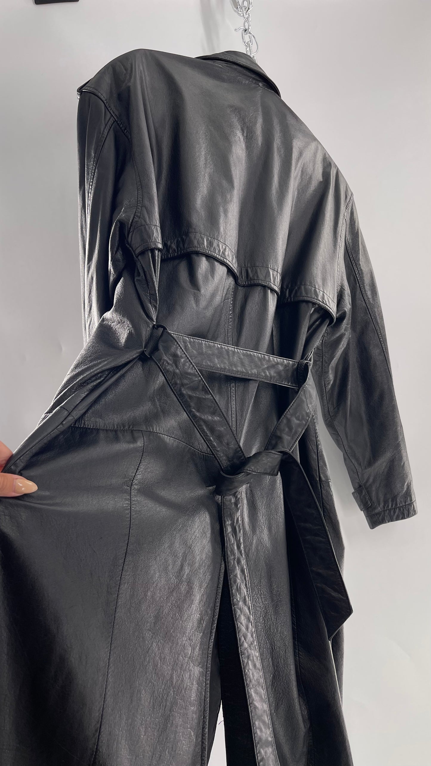 Georgetown Vintage Black Leather Trench Coat (Medium)