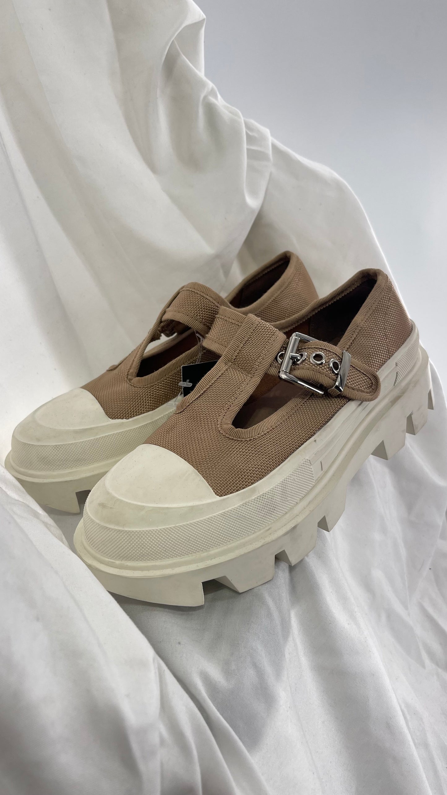 Jeffrey Campbell Marley Tan Canvas Mary Janes (6)