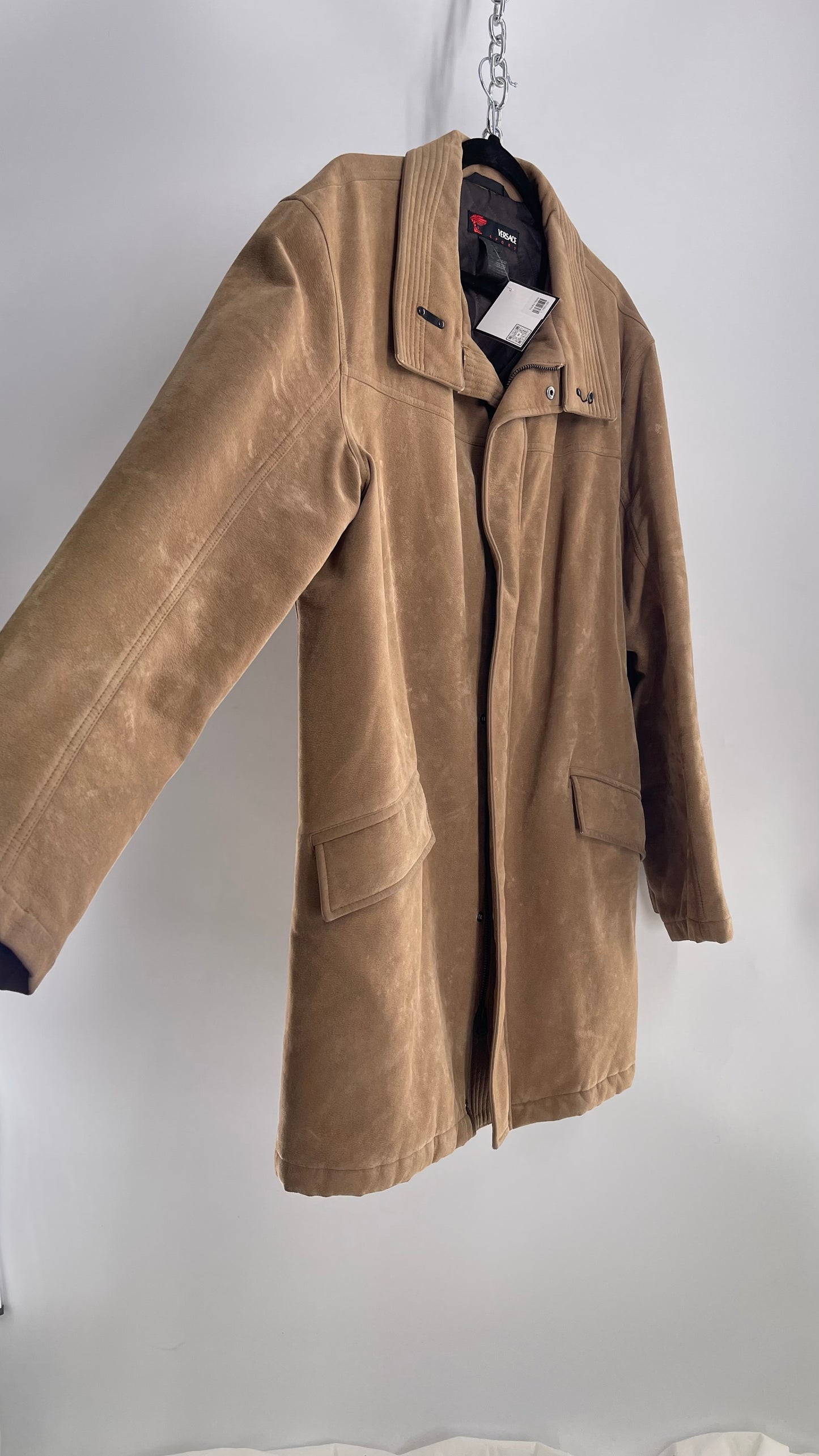 Vintage Men’s VERSACE Sport Camel Vegan Suede Jacket (XL)