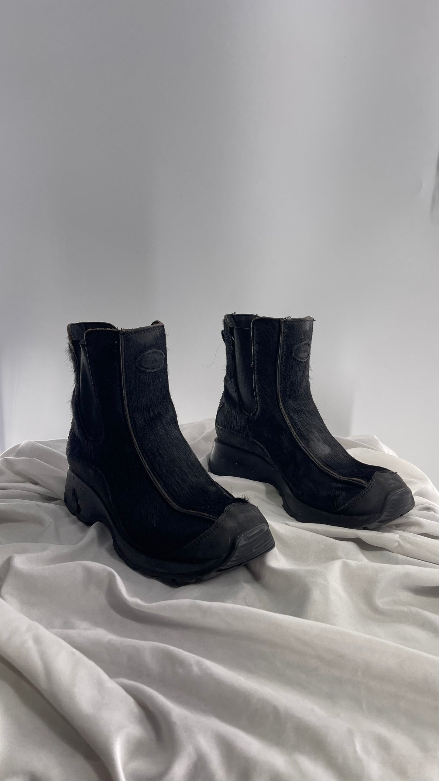 Vintage TECHNICA Black Cow Hide Round Toe Chunky Sole Boots (7.5)