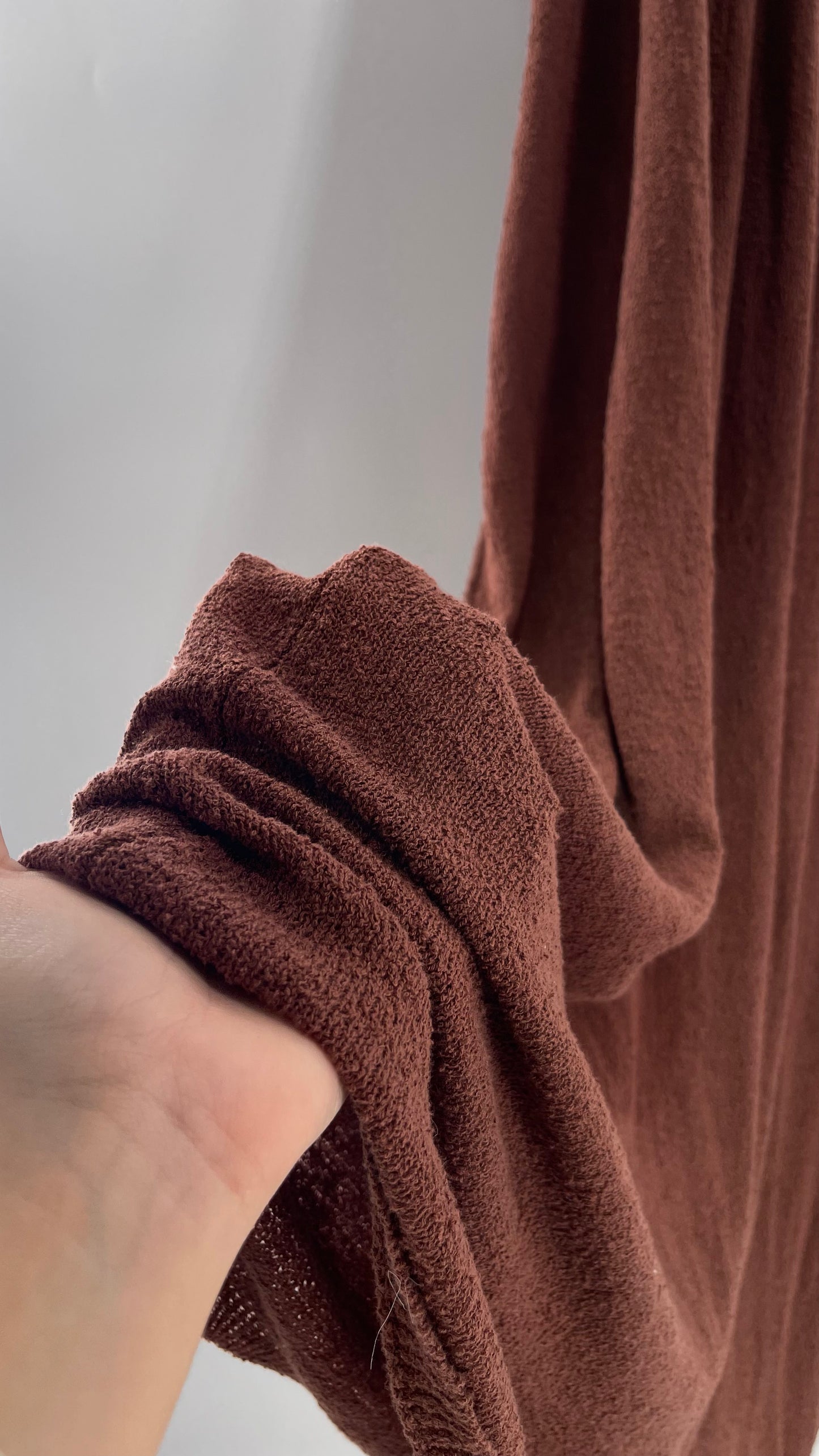 Free People Slinky Textured Brown Knit Full Length Dress (Small)