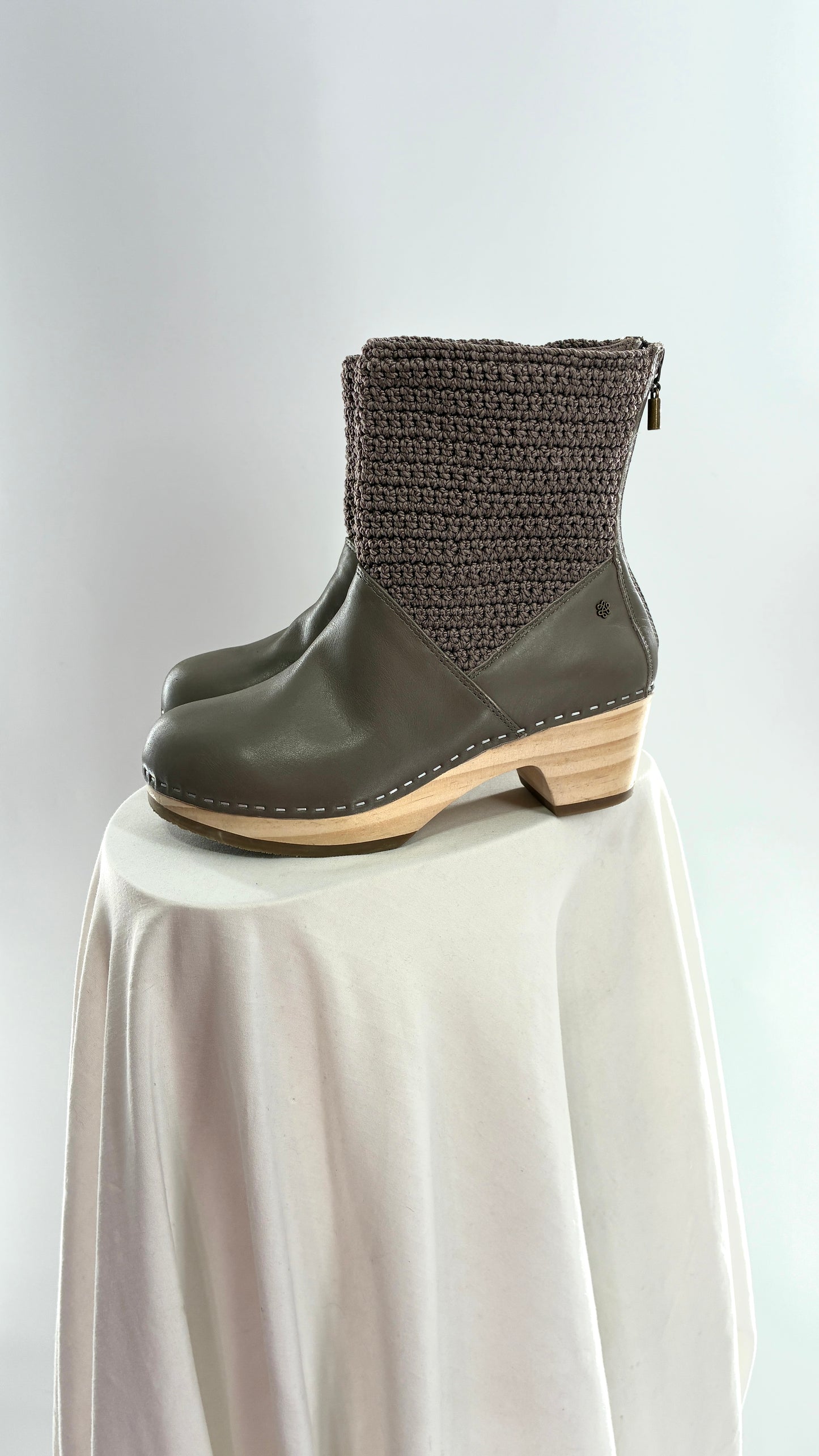 THE SAK Crochet and Leather Wooden Clog Boots (7)