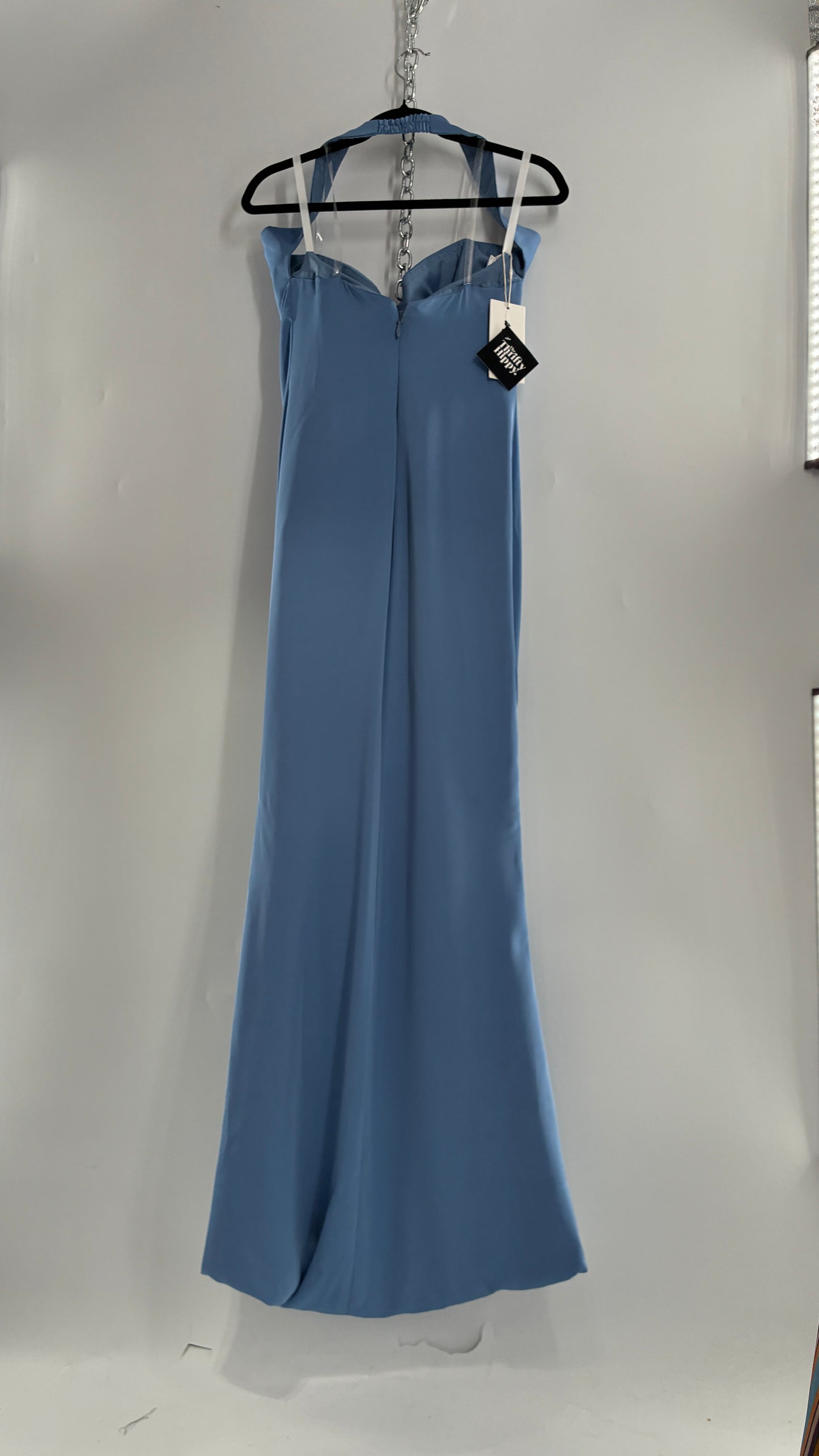 Vintage Powder Blue Full Length Gown with Ruched, Padded Bust and Tags Attached (4)