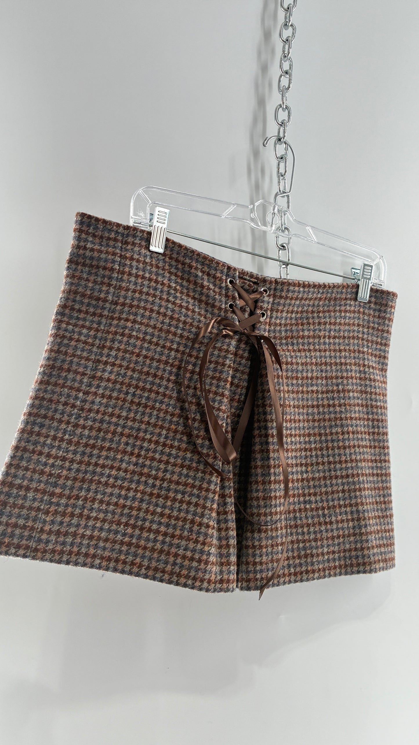 Vintage Suit Set with GOOD WORKS CLOTHING Wool Blend Indigo Plaid Blazer and Upcycled Wool Blend Mini Skirt (6 Petite)