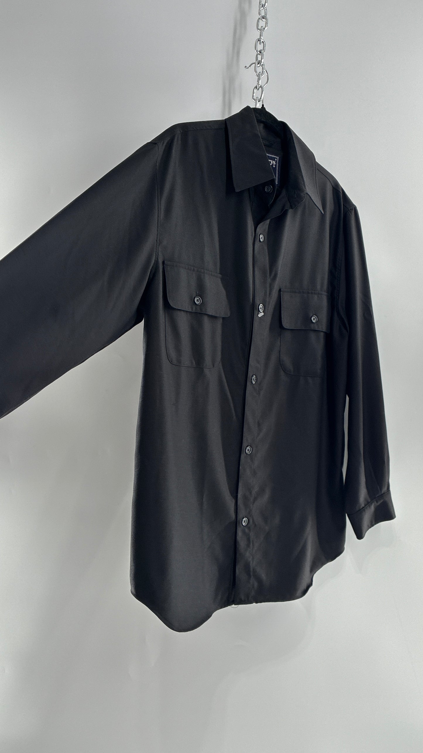Vintage BURBERRY Black 100% Worsted Cashmere Button Up with Tags Attached (Small)