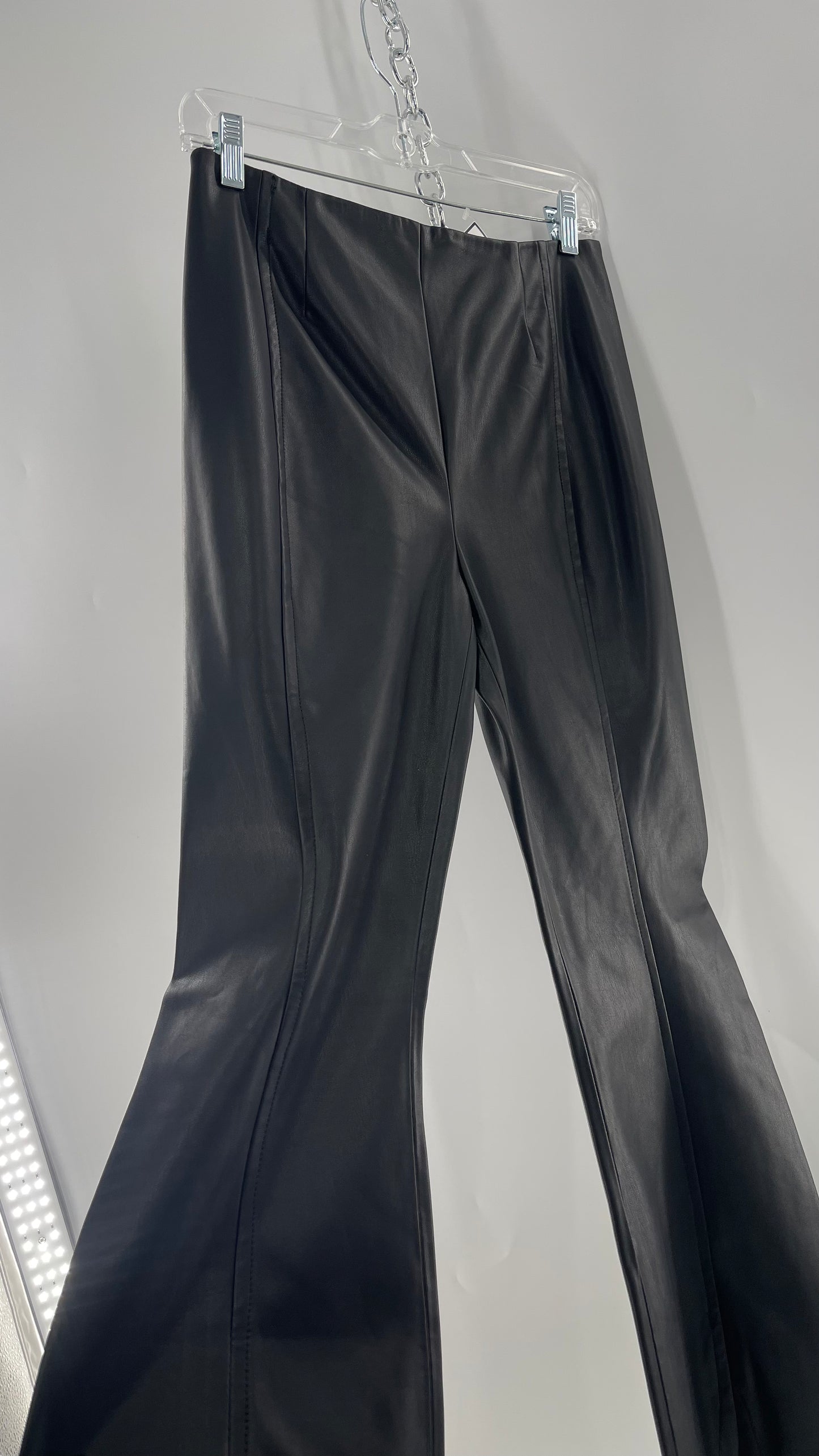Free People Black Vegan Leather Kick Flares (28)