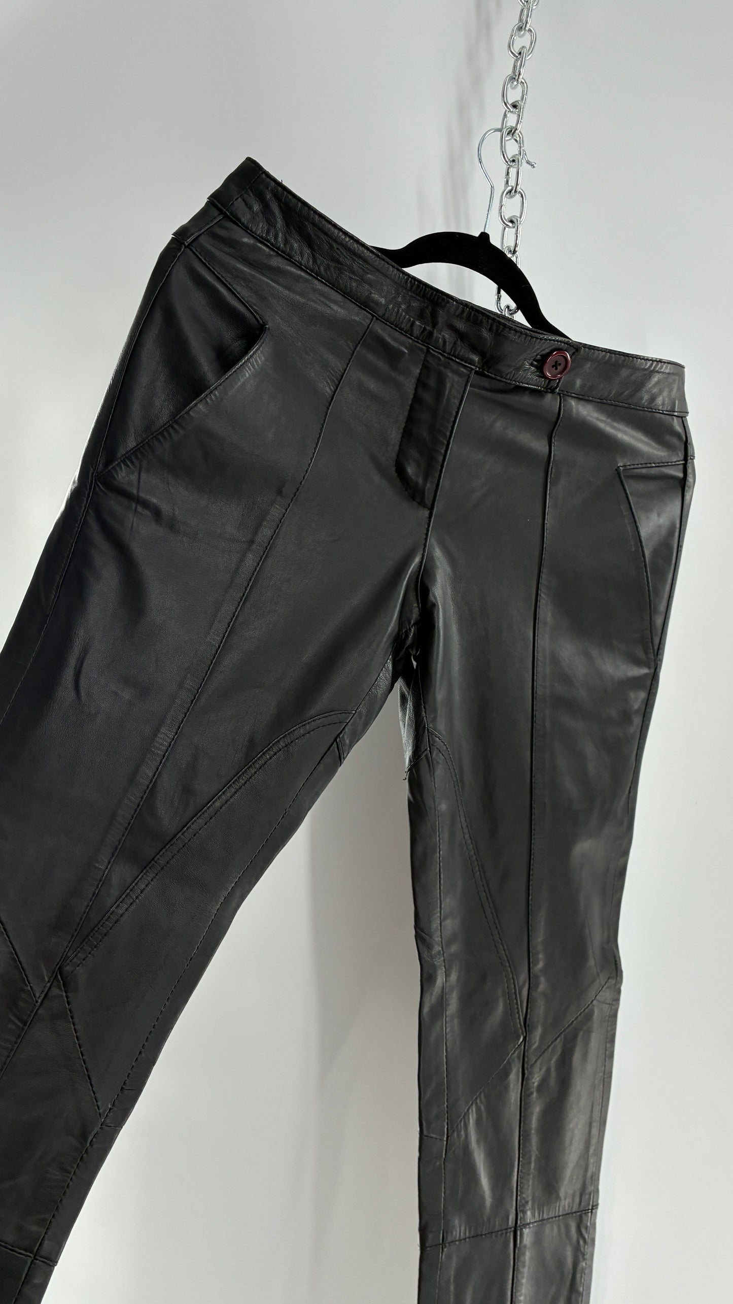 ASOS Low Rise Genuine Leather Patchwork Style Motorcycle Pants (6)