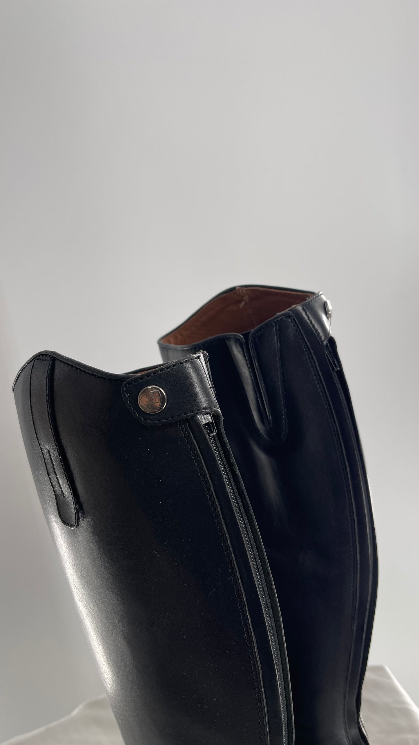 ARIAT Heritage Contour || Black Leather Field Zip Knee High Riding Tall Boots (8)