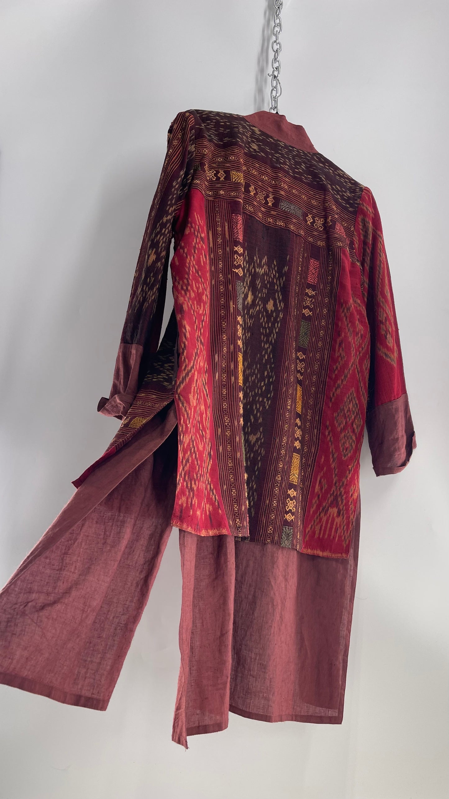Laise Adzer Vintage Heavily Embroidered, Linen Patchwork Set (M/L)