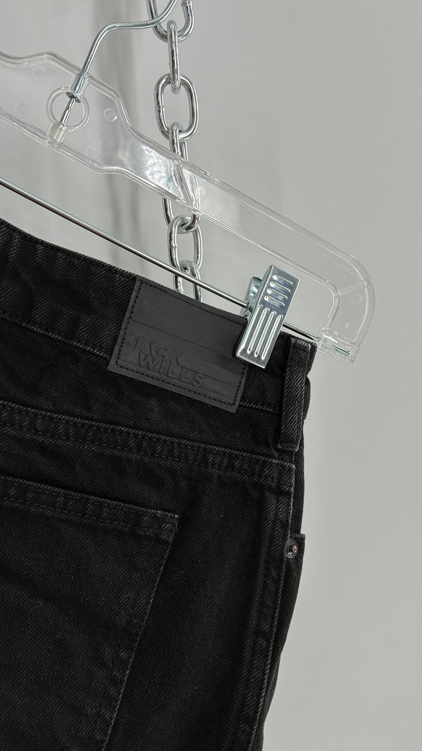 JACK WILLS Black Denim Mini Skirt with Tags Attached (2)