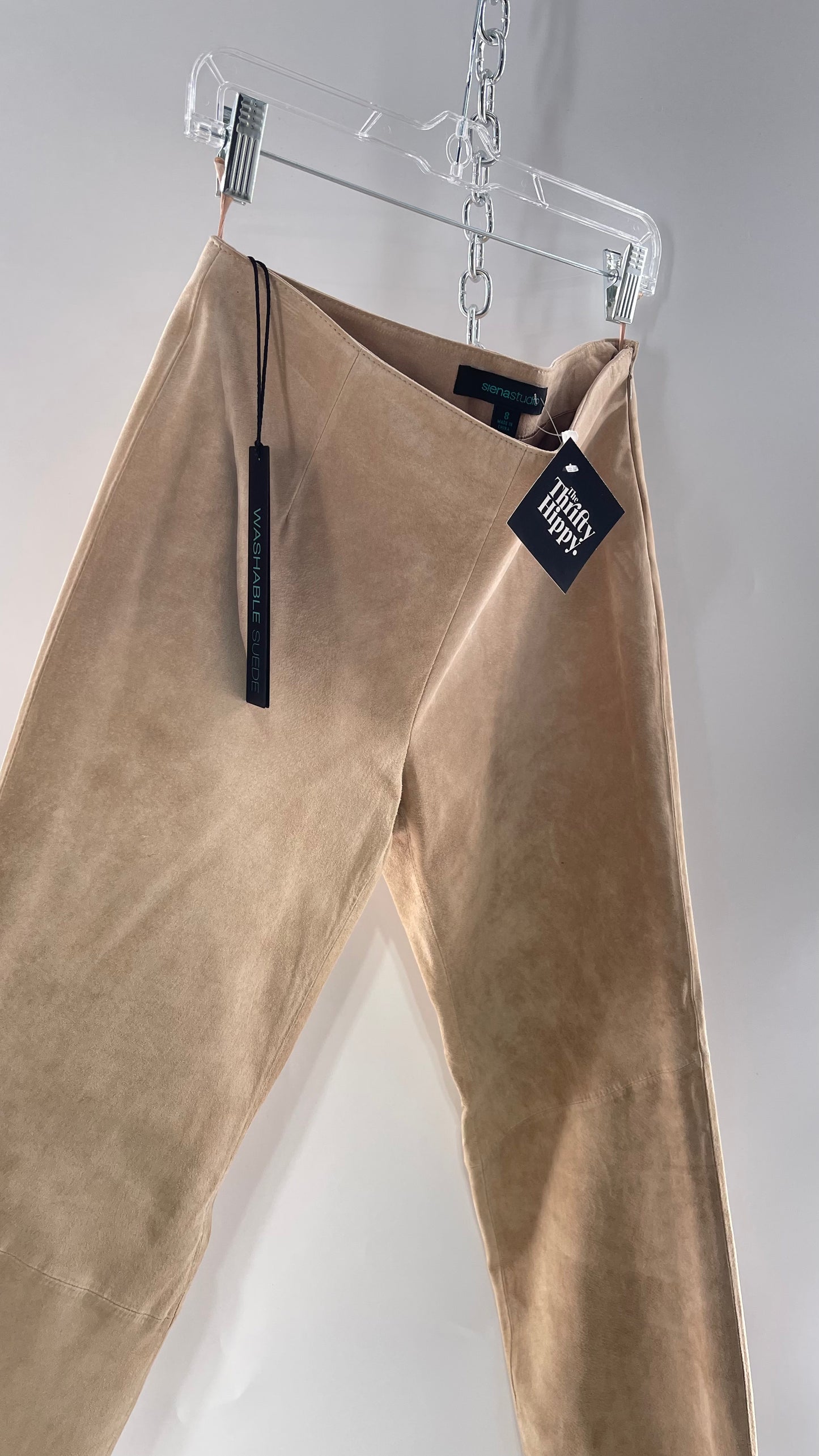Deadstock Vintage Slouchy SienaStudio Oatmeal Tan Suede Pants (8)