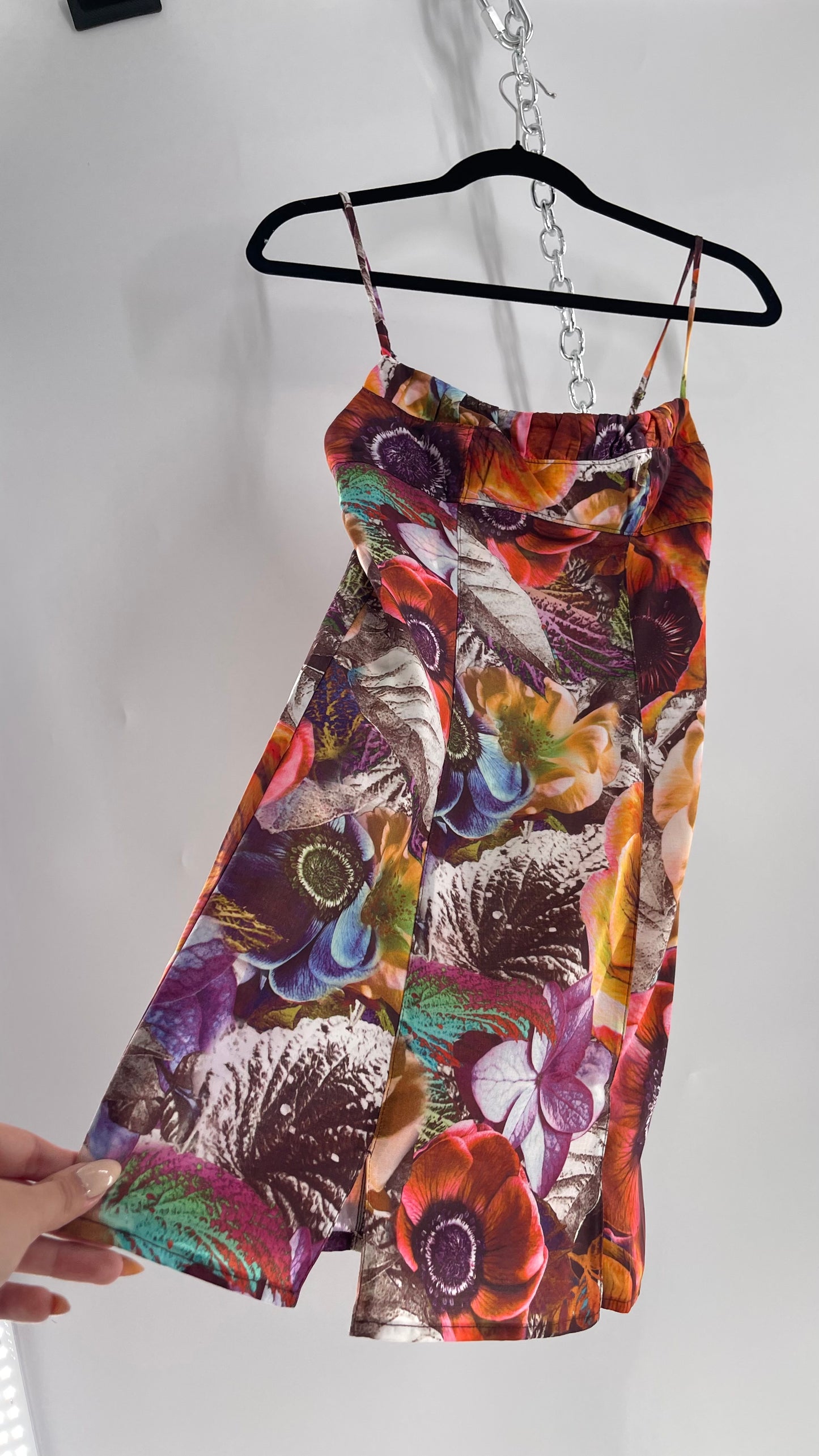 Urban Outfitters Colorful Floral Graphic Psychedelic Mini Dress (XS)