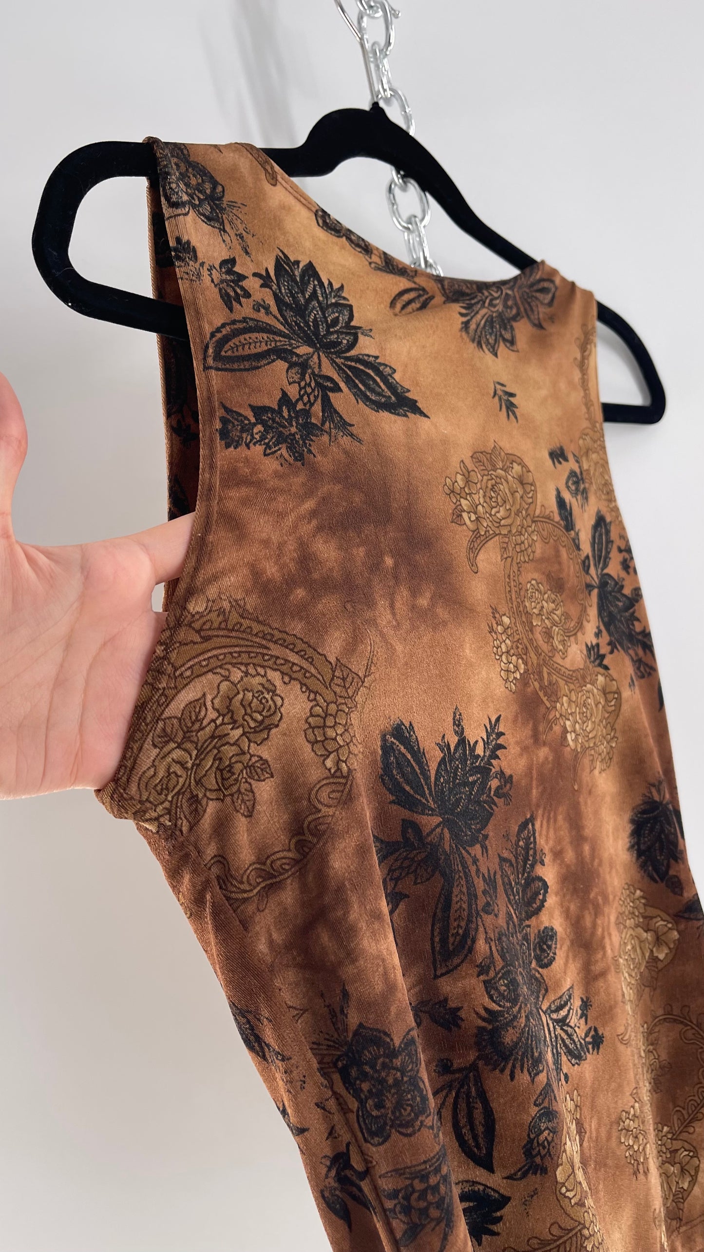 Vintage Olivia Paige Brown Tie Dye Floral Tank (Medium)