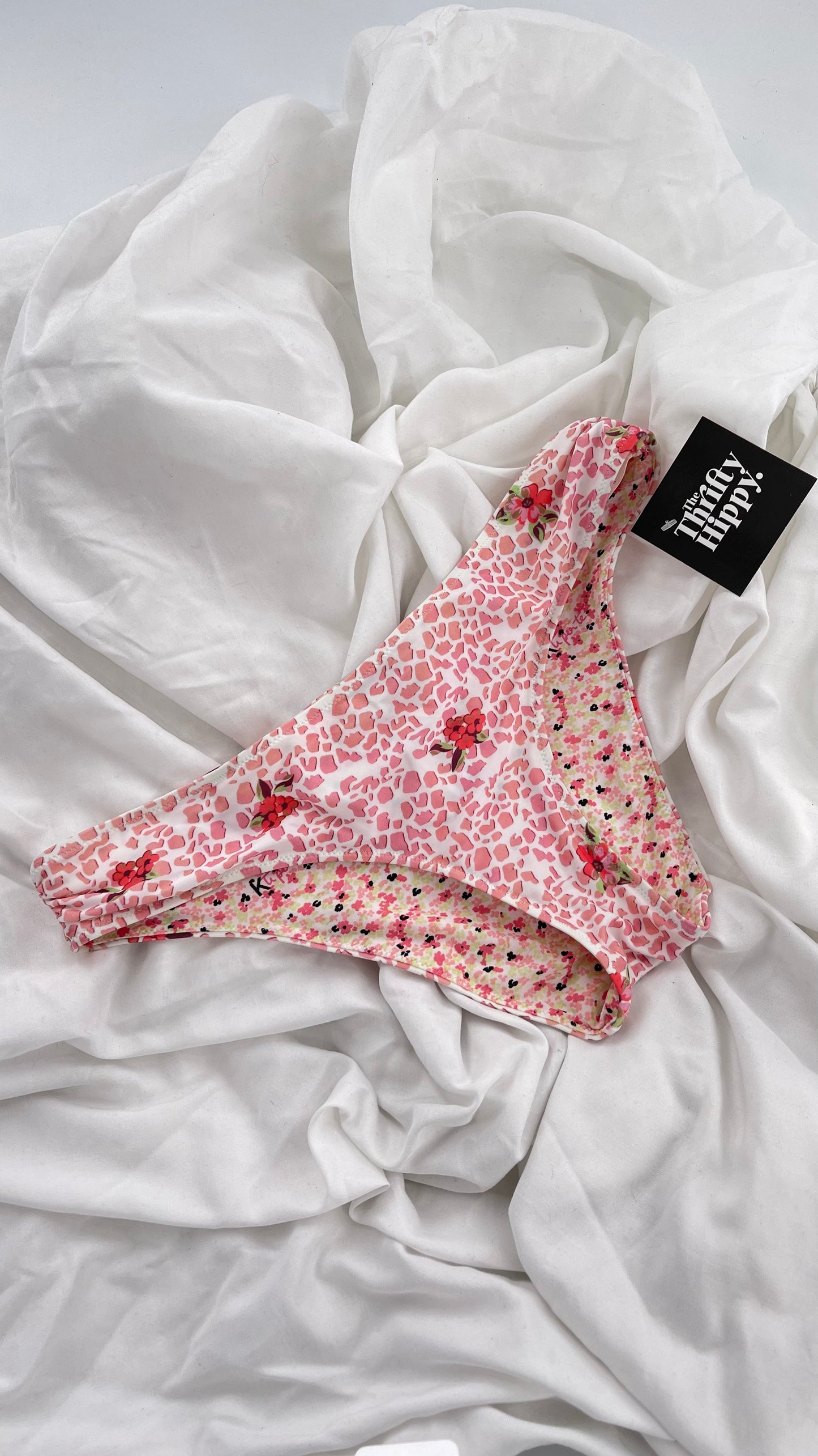 K ti per te Reversible Pink Floral Animal Print Swim Bottoms (Large)