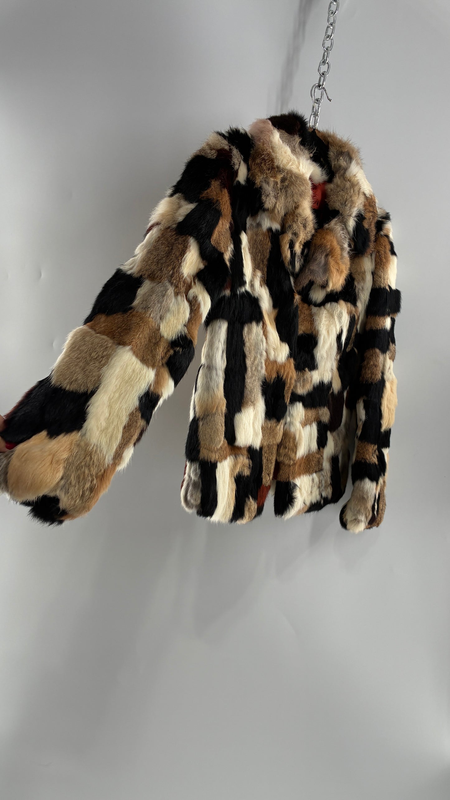 Vintage 1970s FURMOSTE Genuine French Rabbit Fur Patchwork Jacket (7/8)