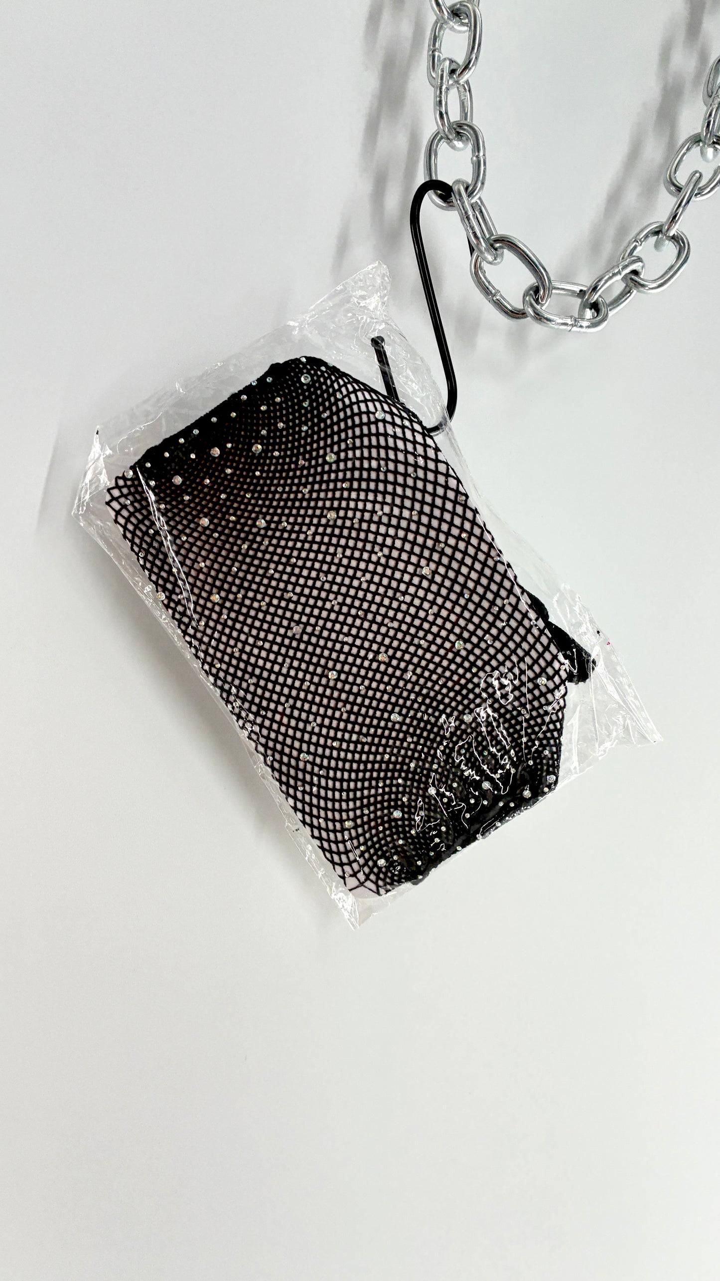 Vintage Black Fishnet Stockings Covered in Rhinestones