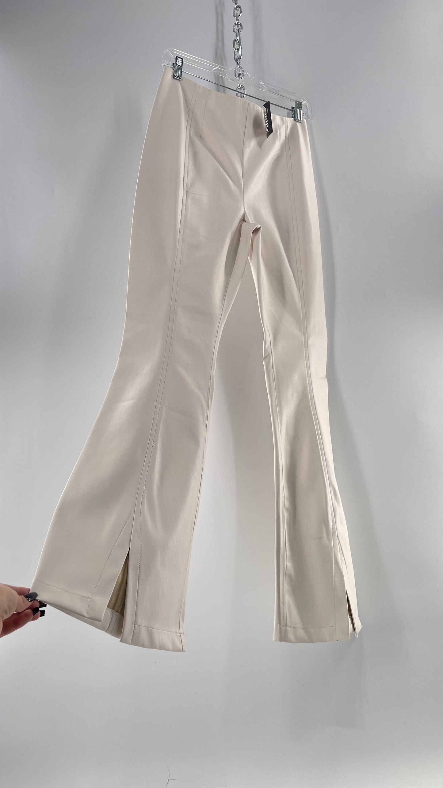 Free People White Cream Faux Flare Leather Pants (29)