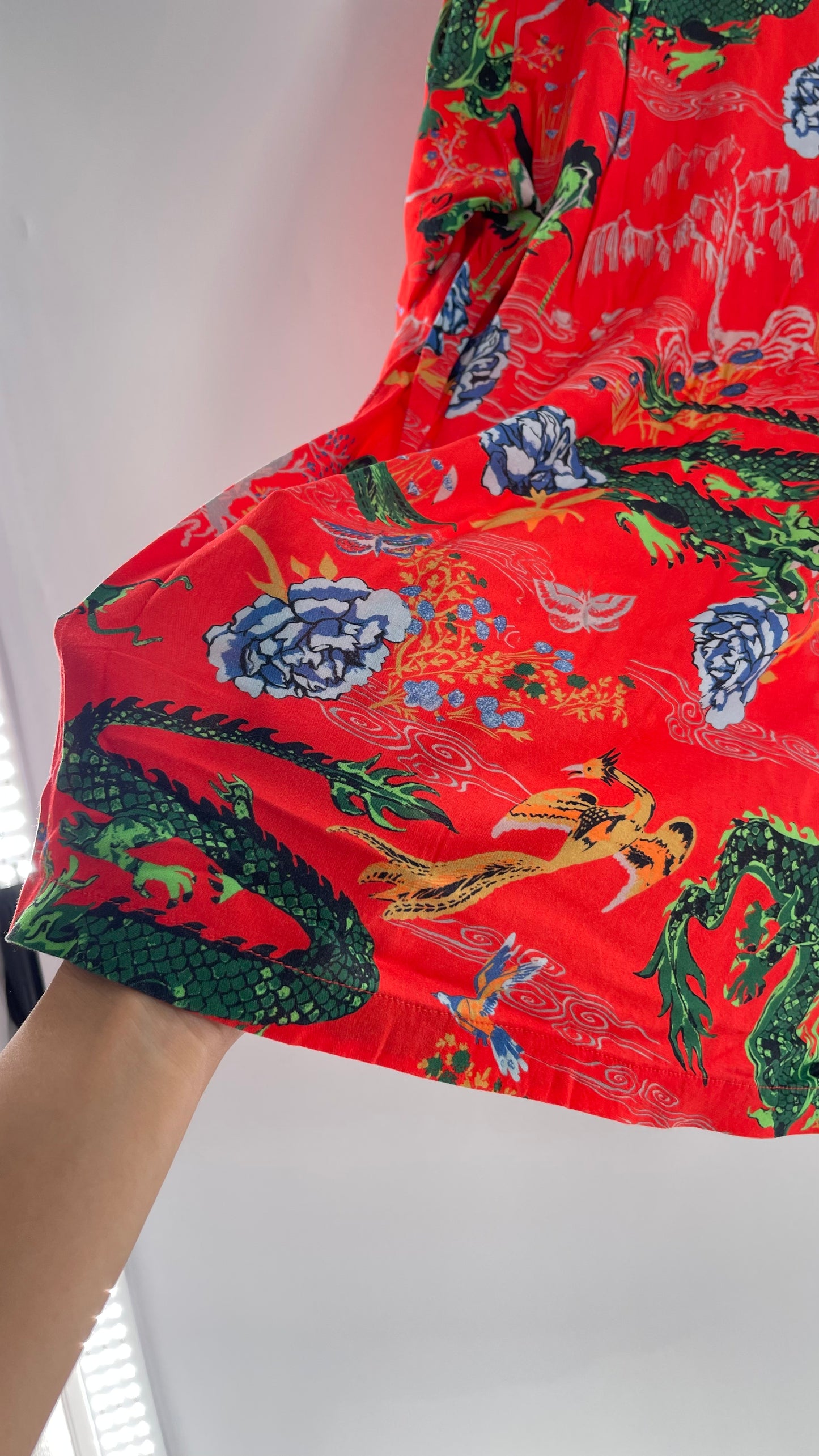 Urban Outfitters Red Dragon Motif Men’s Button Up (Small)