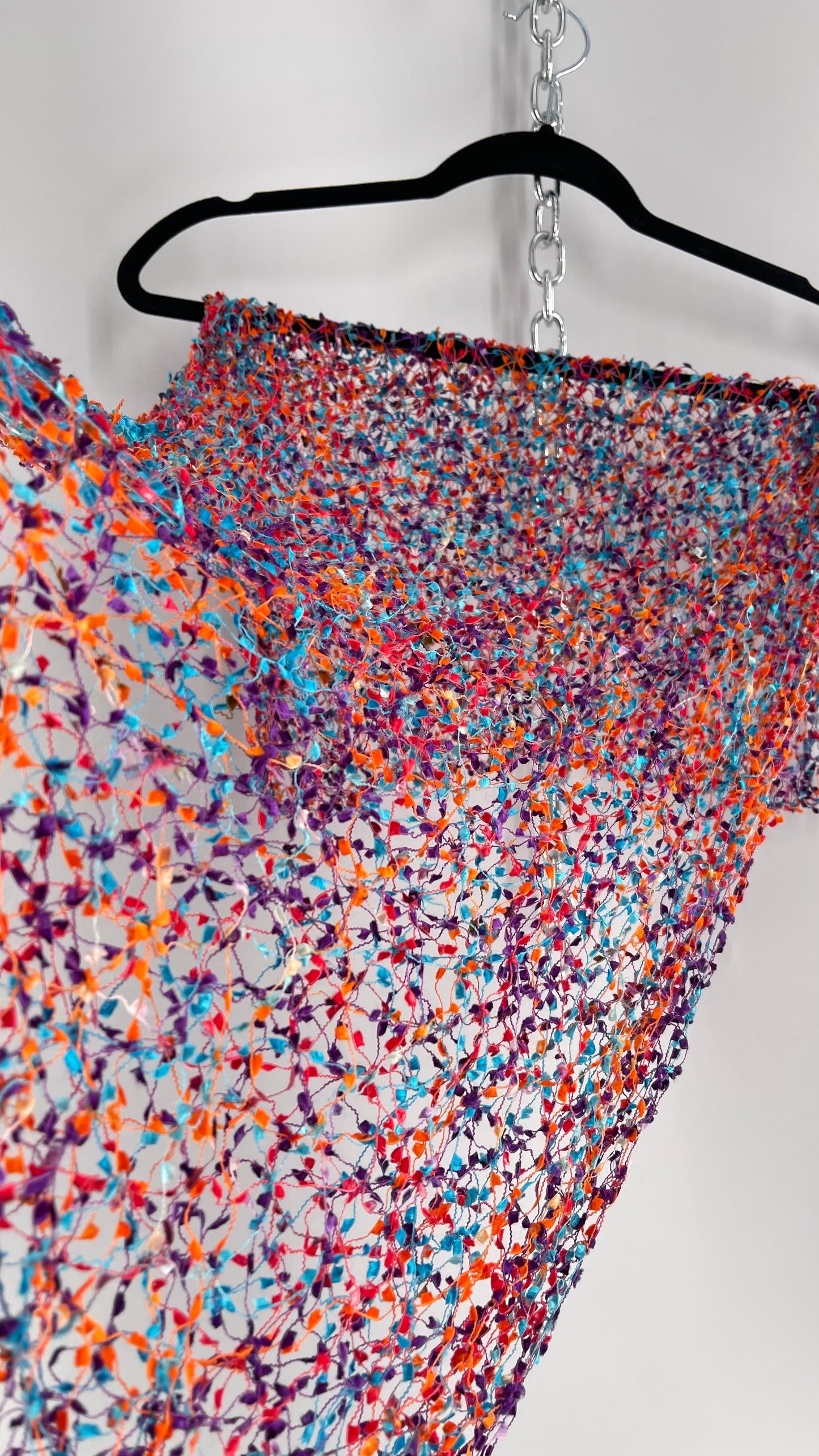 Vintage Negative Space Confetti Scarf Red, Teal, Orange, Blue