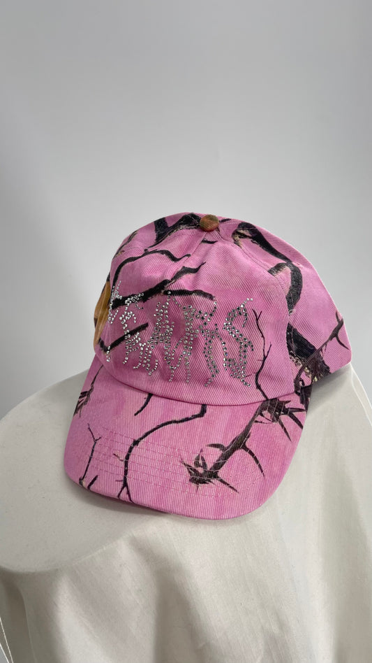 Personal Fears Pink Camo Baseball Hat with FEARS Rhinestones