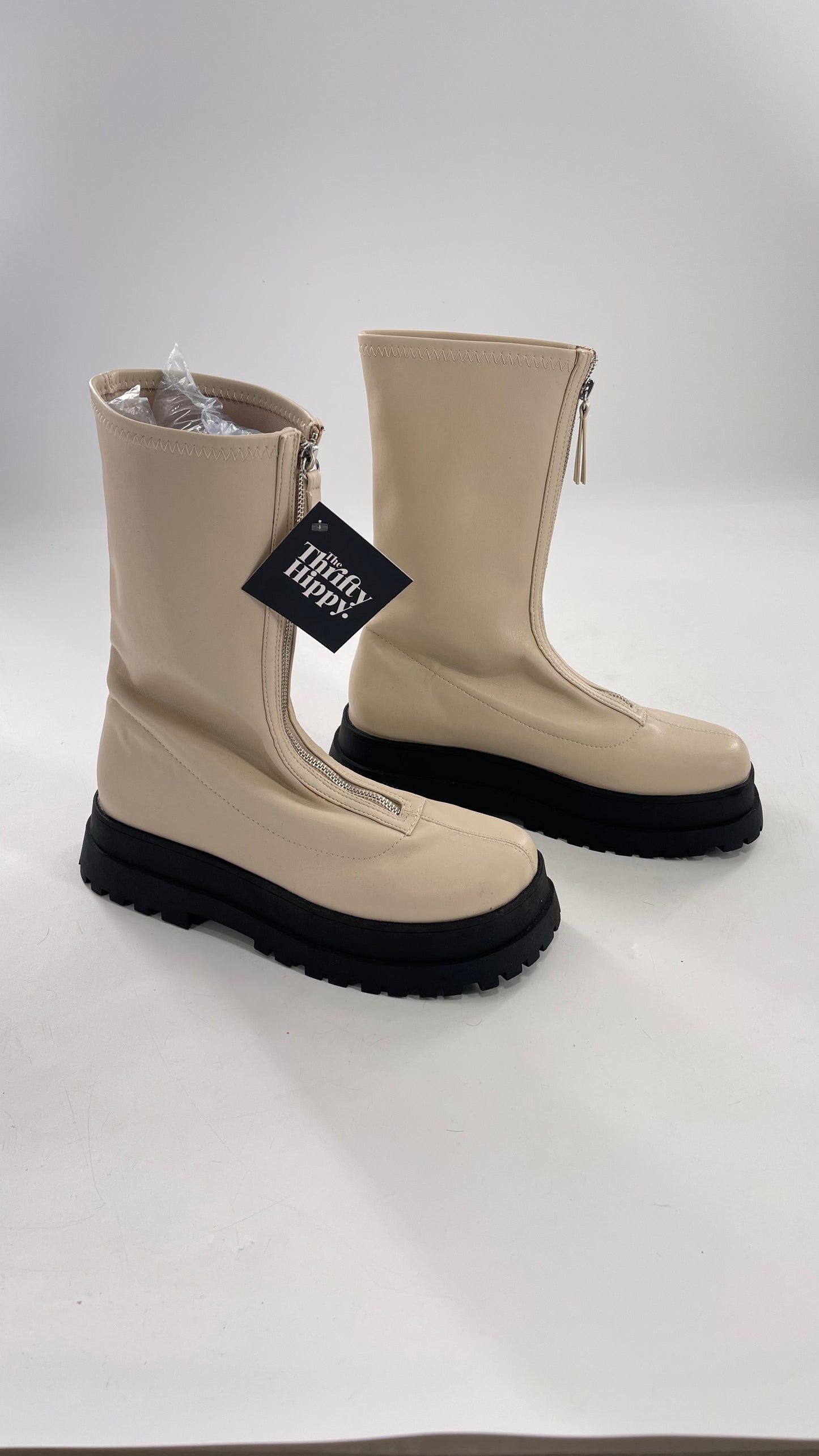 Urban Outfitters Cream Zip Front Boot with Contrast Platform (10)