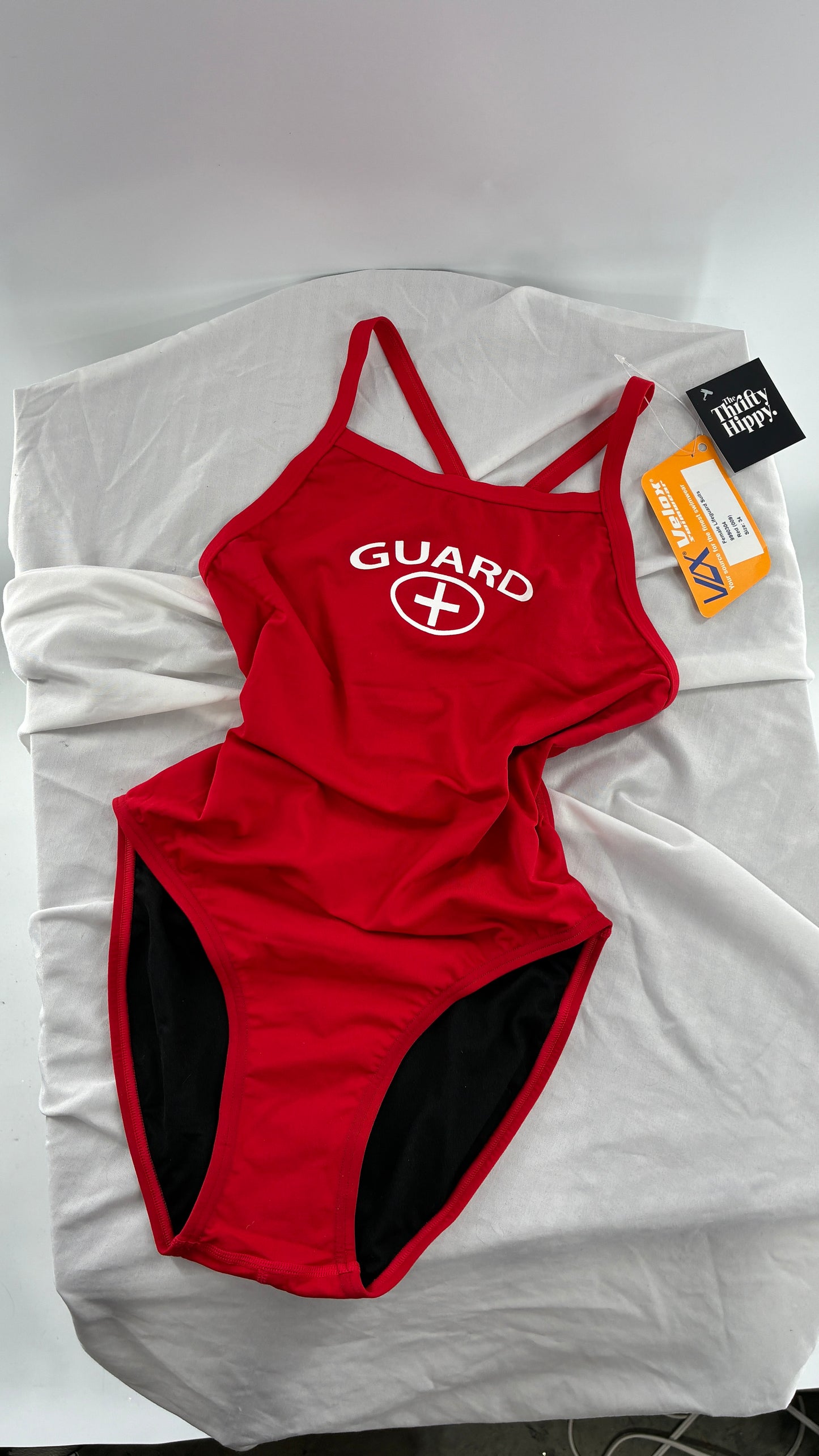 Vintage 1990s High Cut Open Back Velox Lifeguard Swimsuit (34)