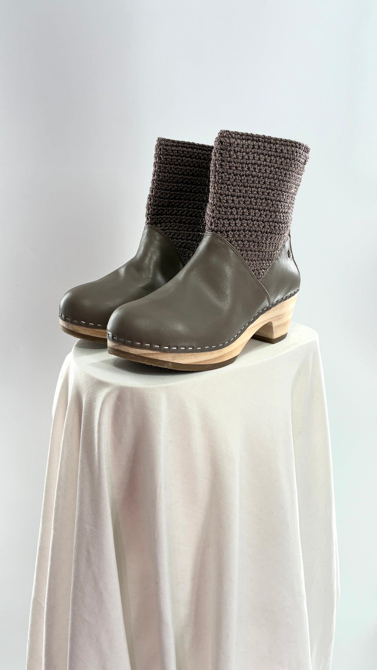 THE SAK Crochet and Leather Wooden Clog Boots (7)