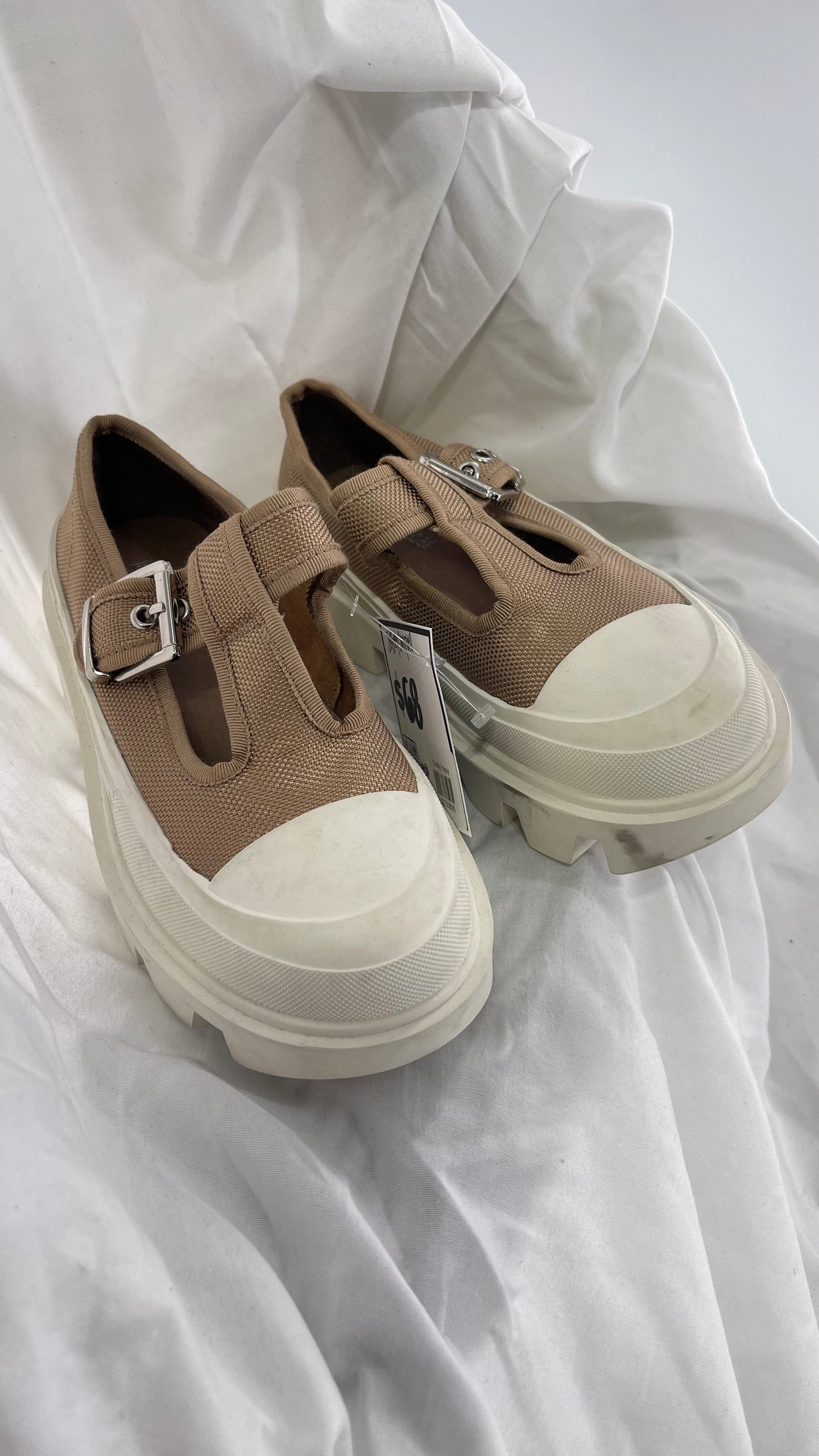Jeffrey Campbell Marley Tan Canvas Mary Janes (6)