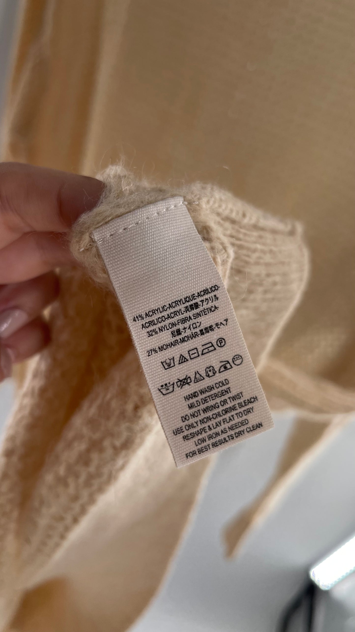 Free People Tan/Light Apricot Open Knit 27% Mohair Sweater (Medium)