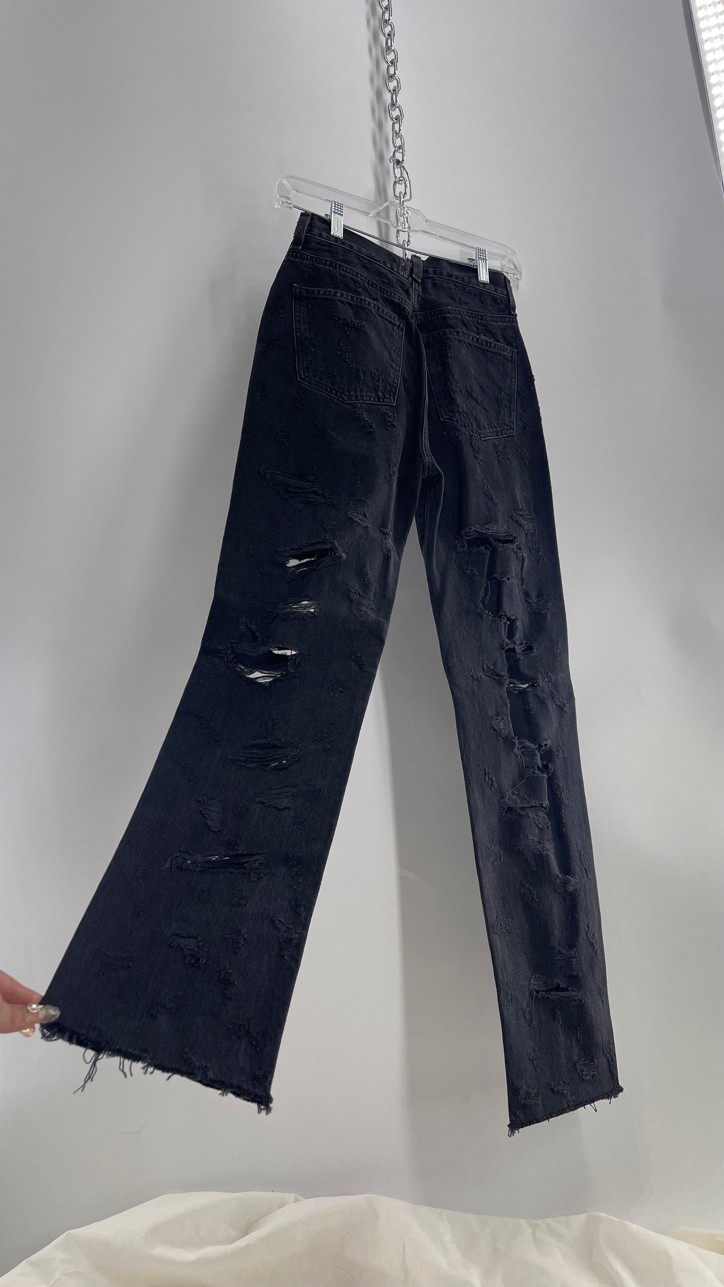 Free People Grey/Black Distressed Jeans with Tags Attached (24)
