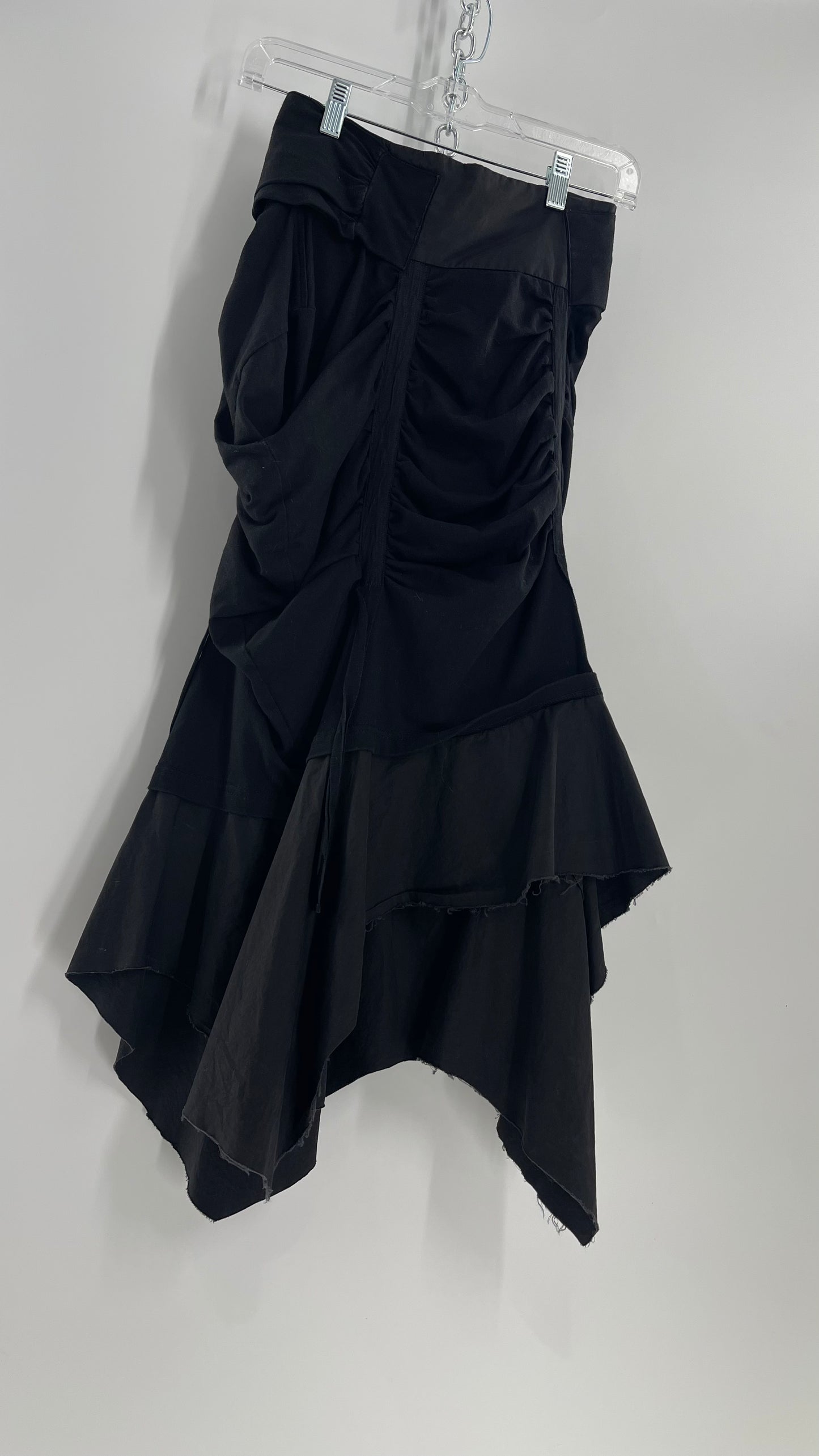 AGANOVICH Black TS50 Jersey Ruched Asymmetric Cargo Skirt with Gold Zipper (0)