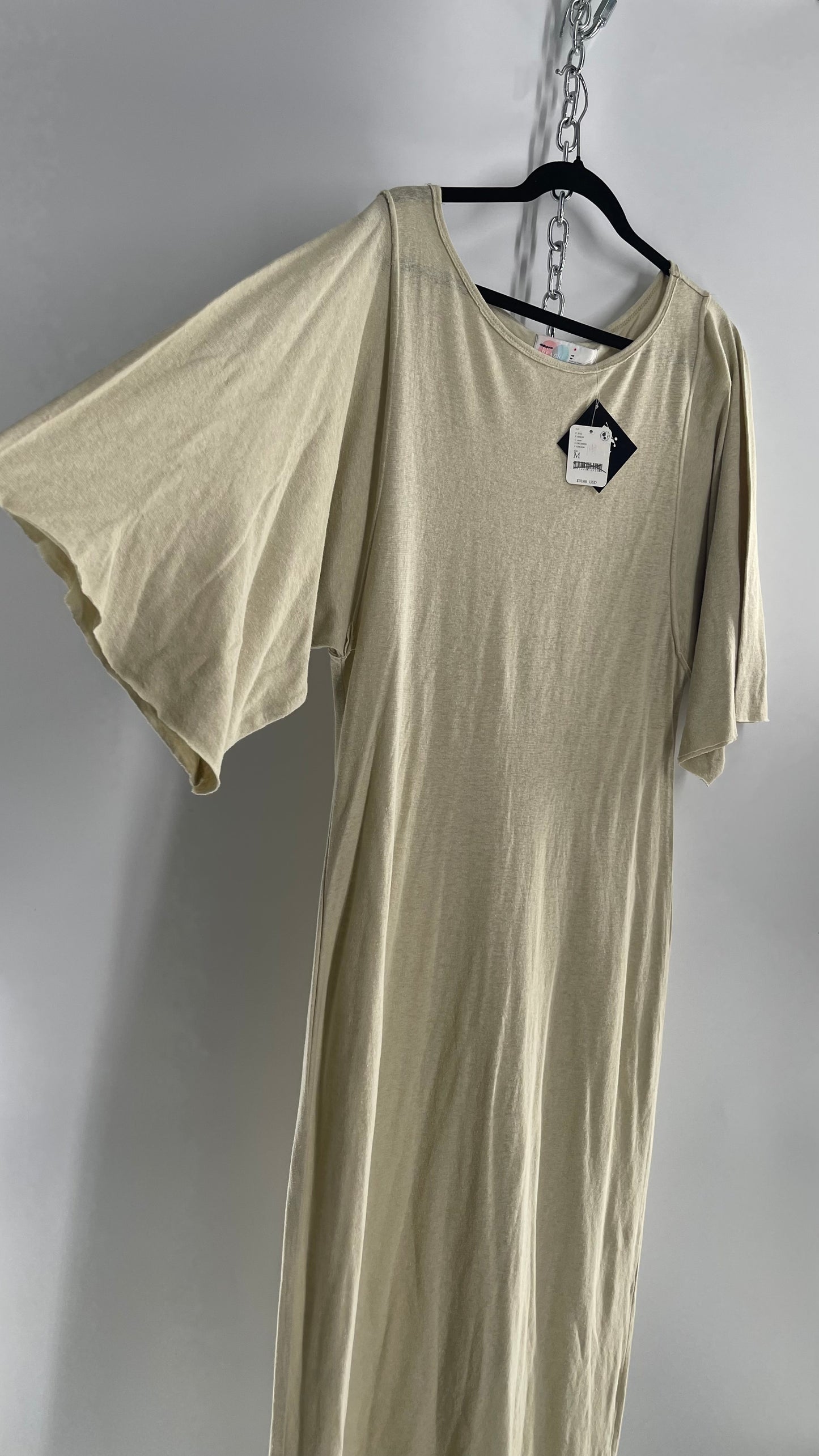 Free People Sage Cotton Full Length T Shirt Style Dress (Medium)