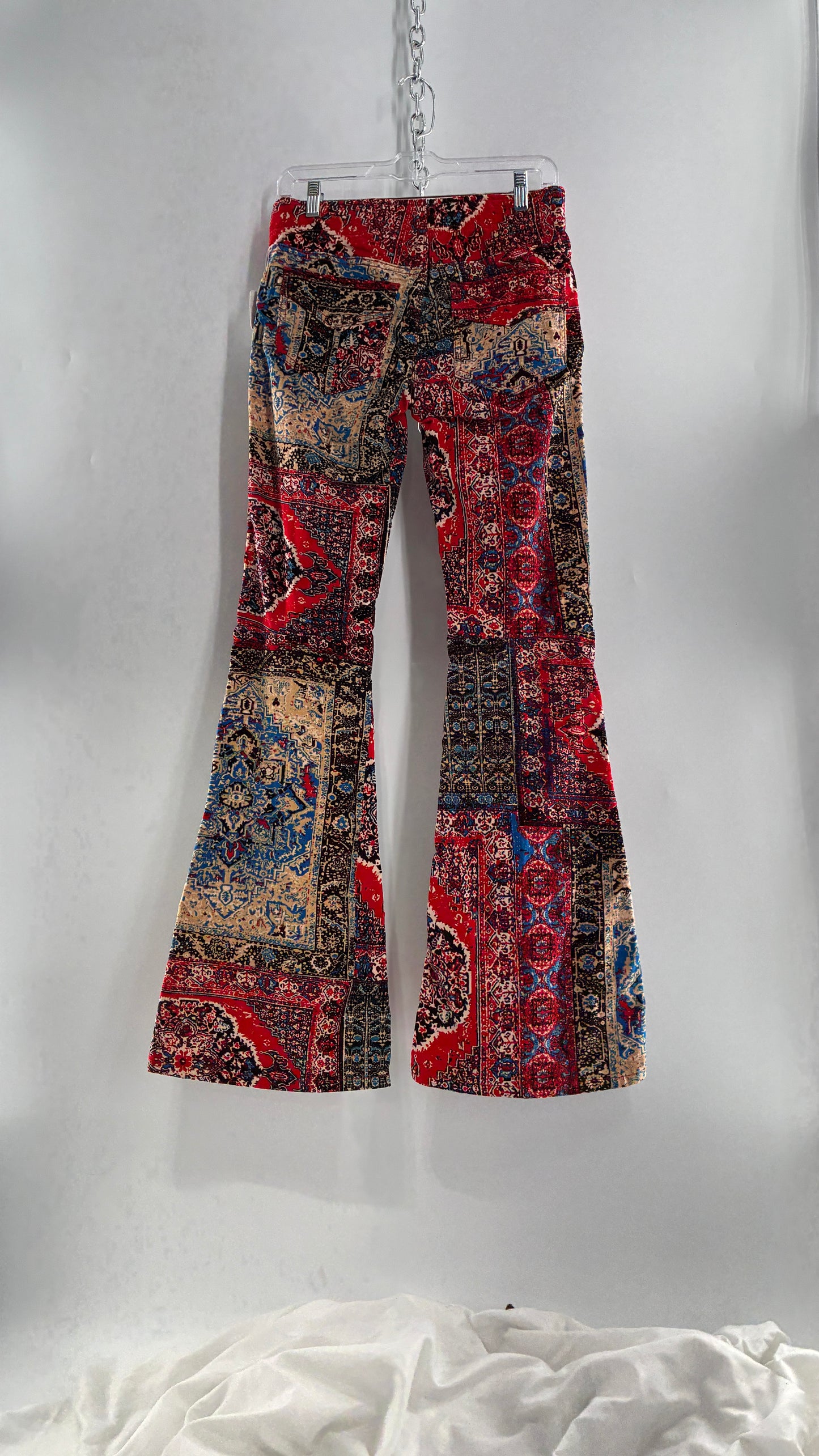 Free People Red, White, Blue Tapestry Patchwork Corduroys with Tags Attached (27)