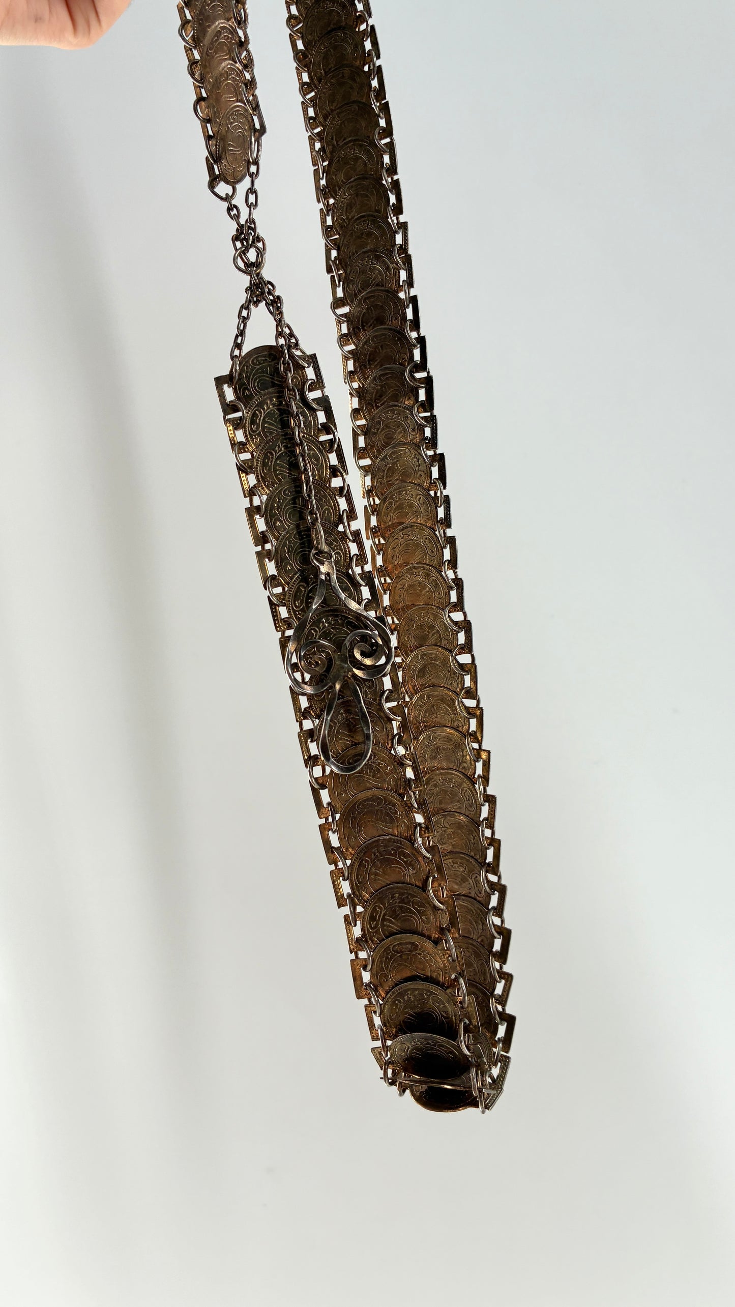 Vintage Bronze Coin Chainlink Belt