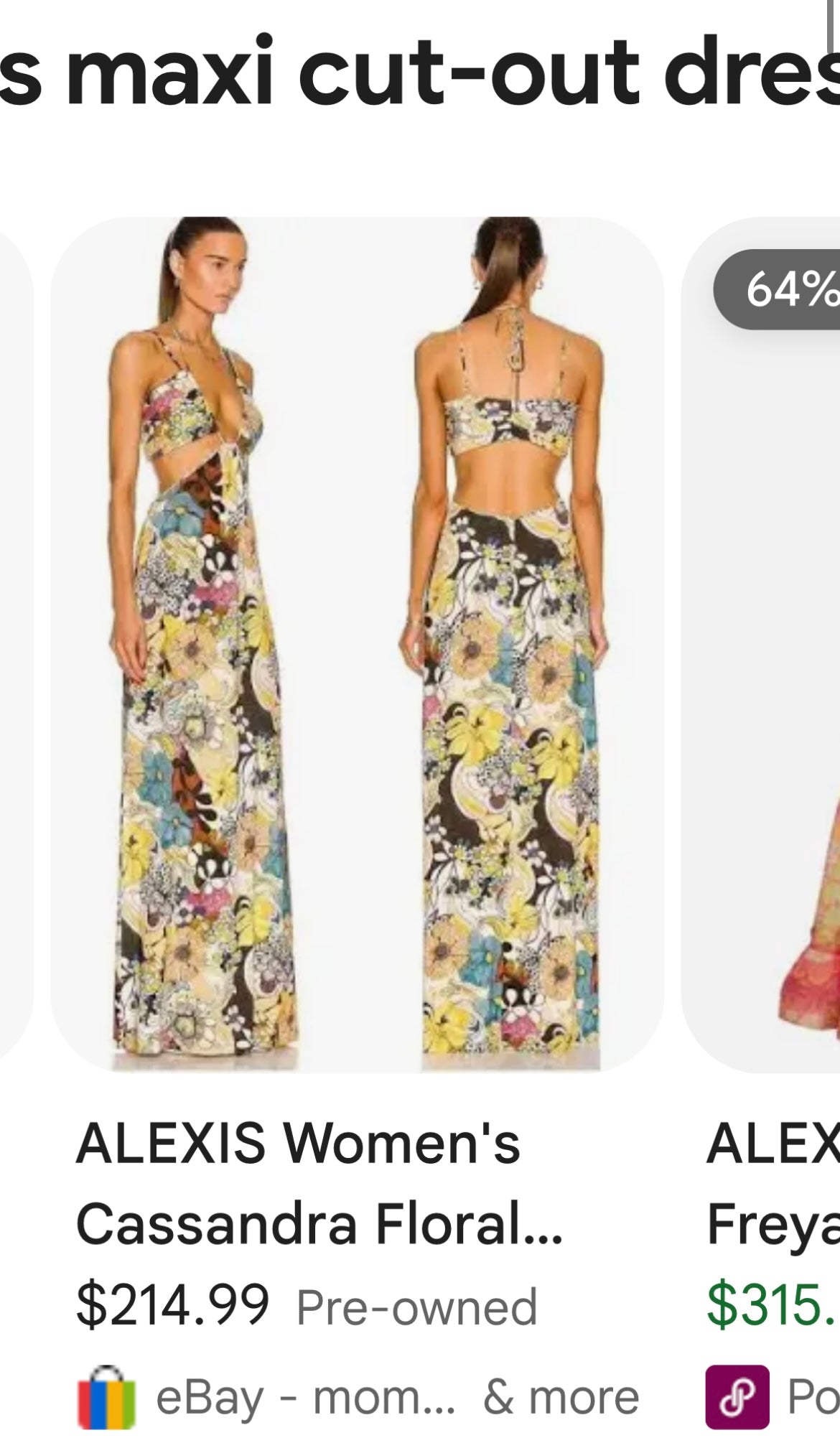 ALEXIS Cassandra Cut Out, Graphic Florals Maxi Dress (XS)