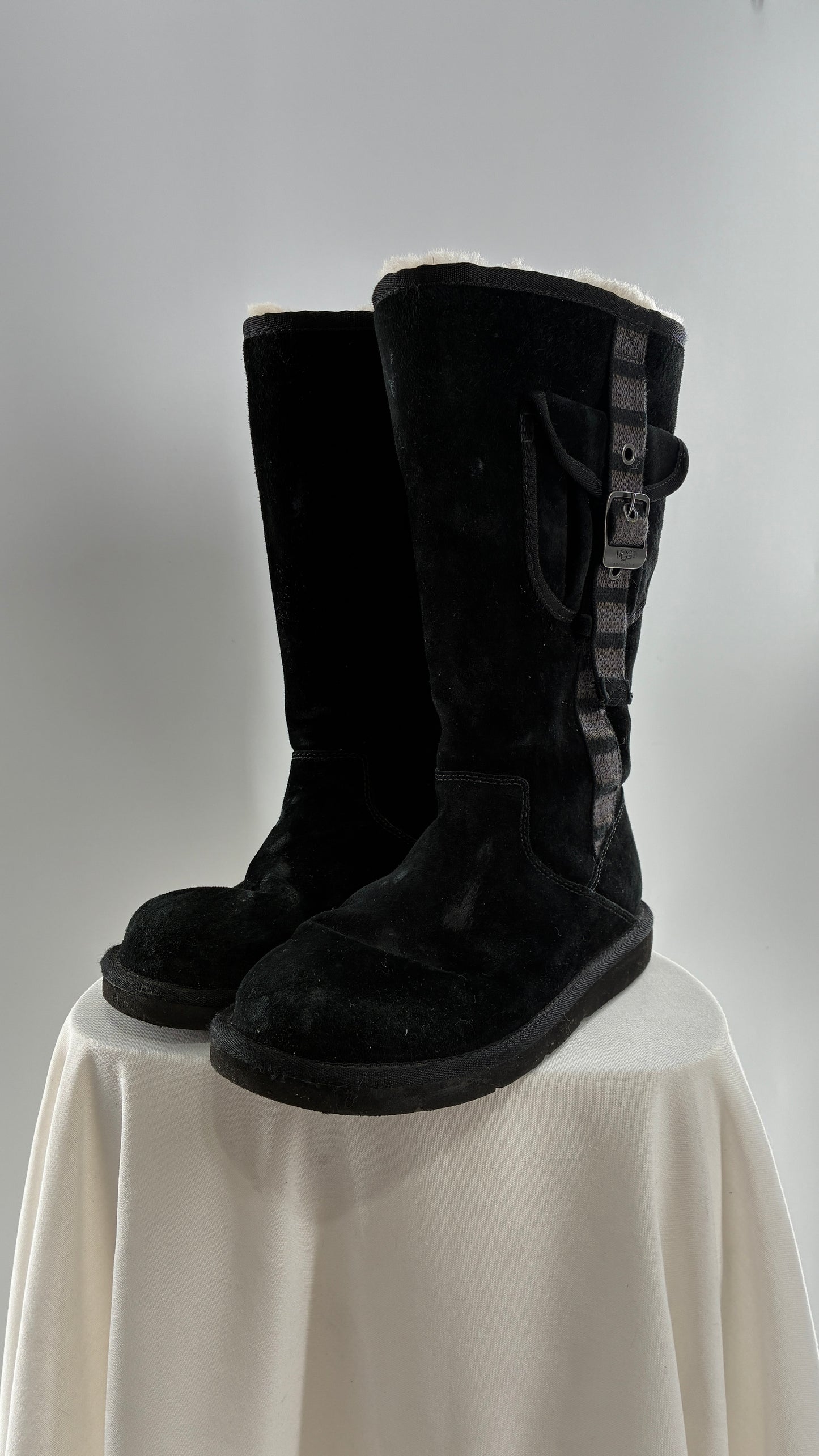 UGG Australia Black Suede Tall Cargo Boot (6)