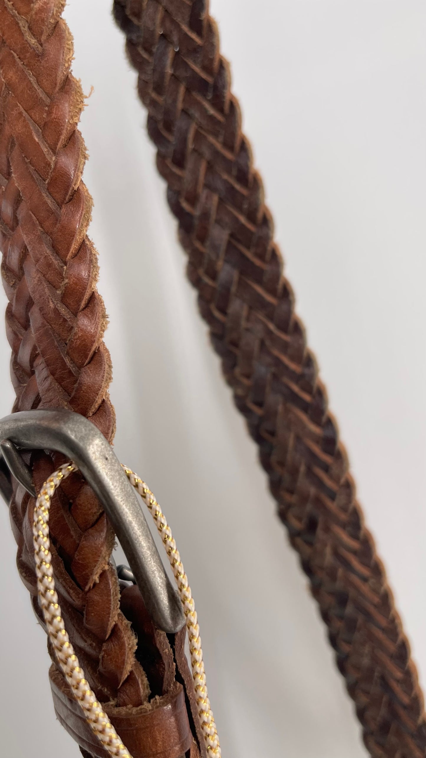 Vintage Brown Woven Braided Leather Belt (One Size)