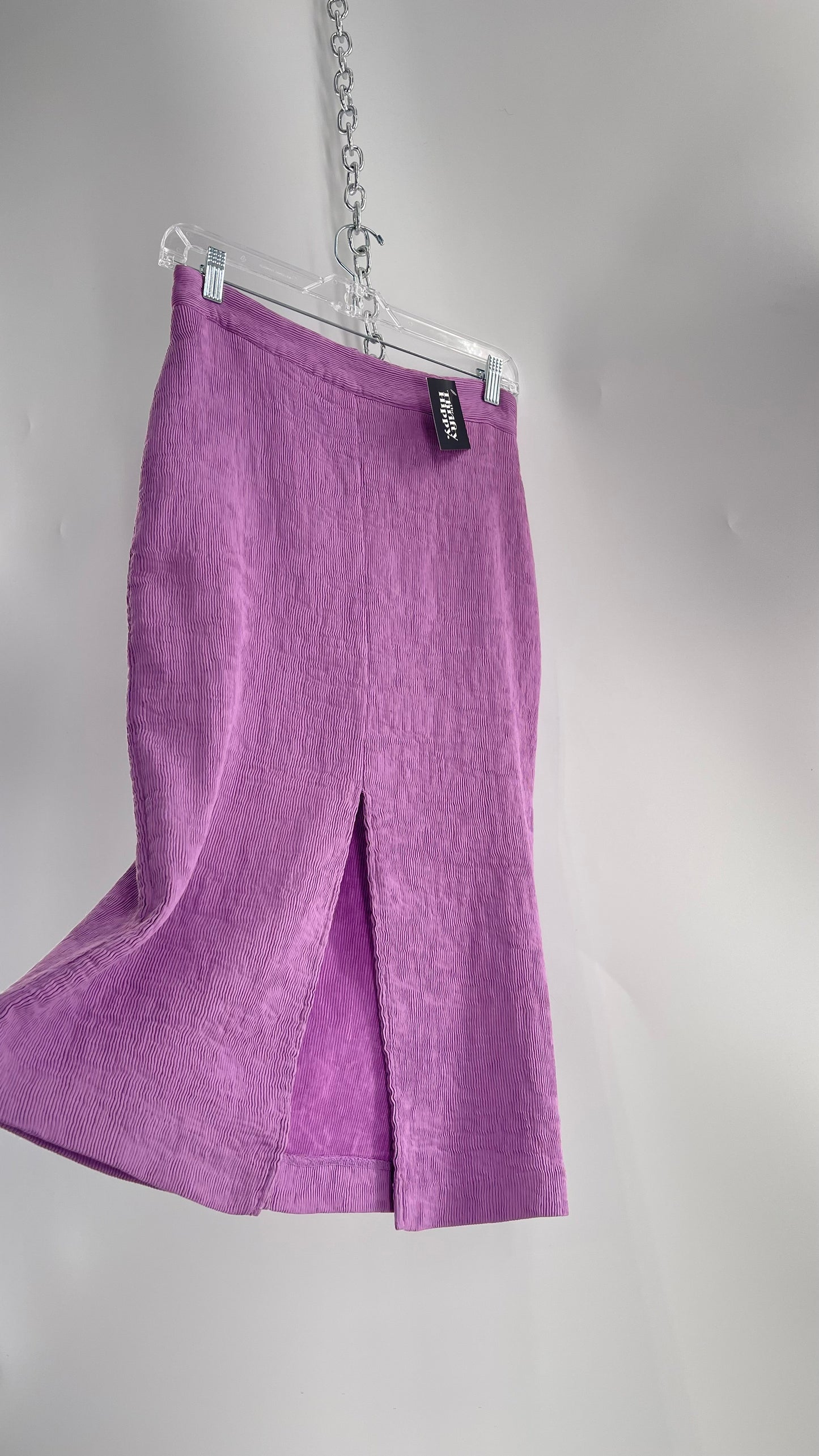 Endless Rose Anthropologie Lavender Crimped/Textured Midi Skirt (Medium)