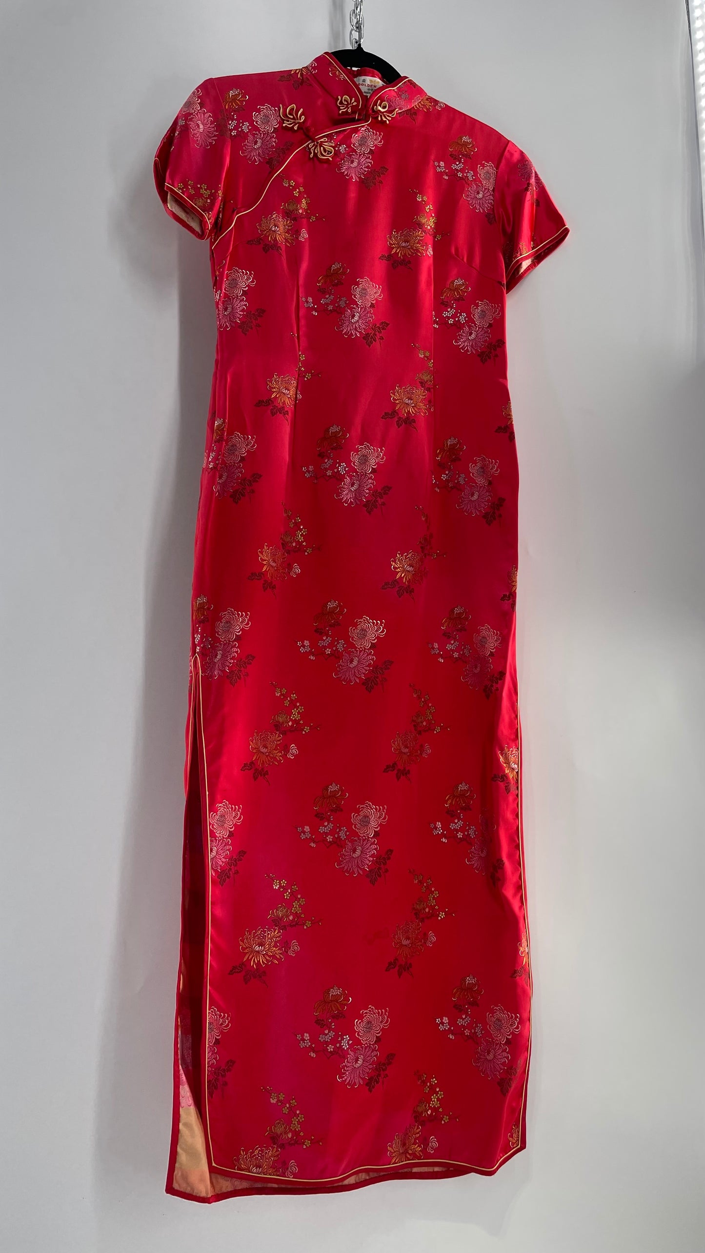 Vintage Golden Bee Silk Chinese QiPao (C) (36)